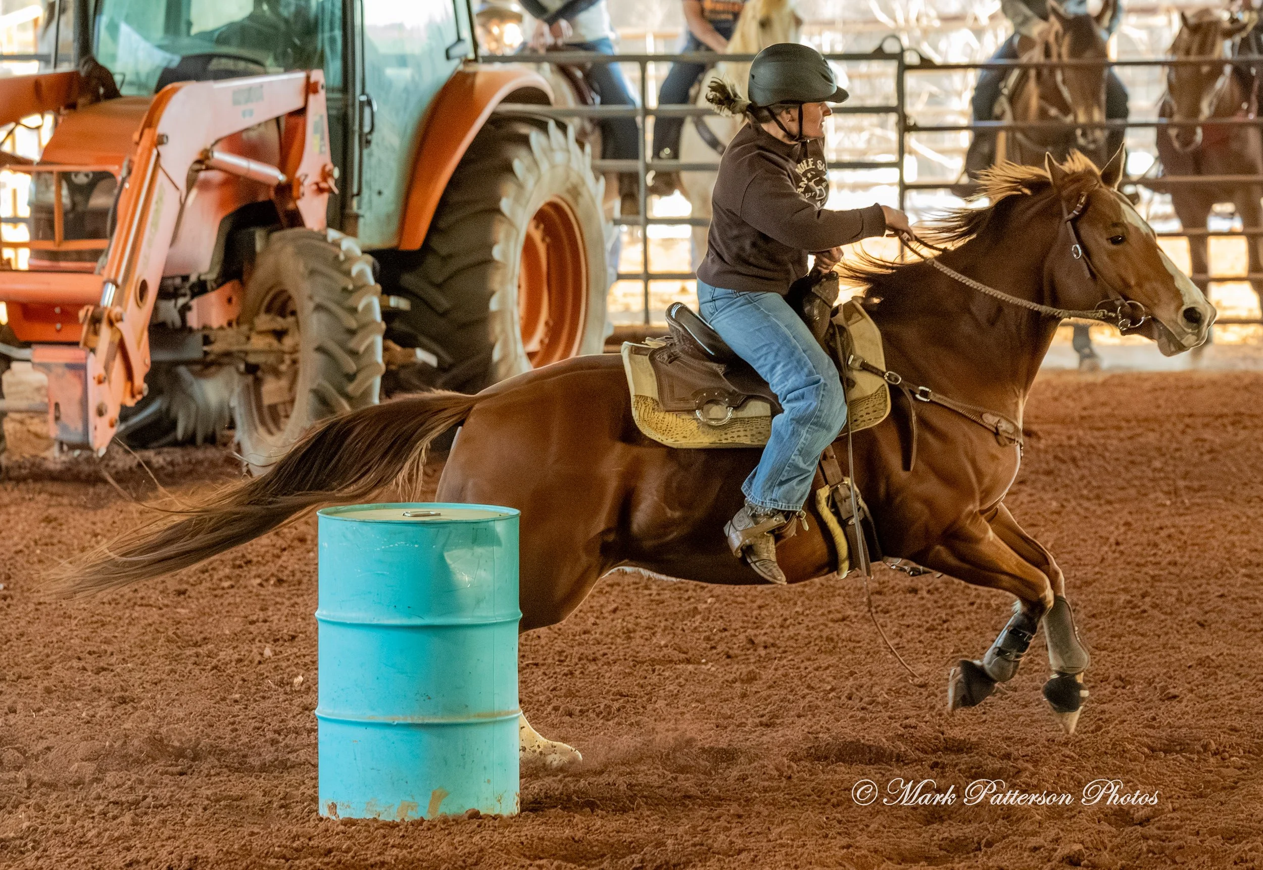 January 4, 2026, a barrel racing team competing at Latigo Farm in Landrum. #18116