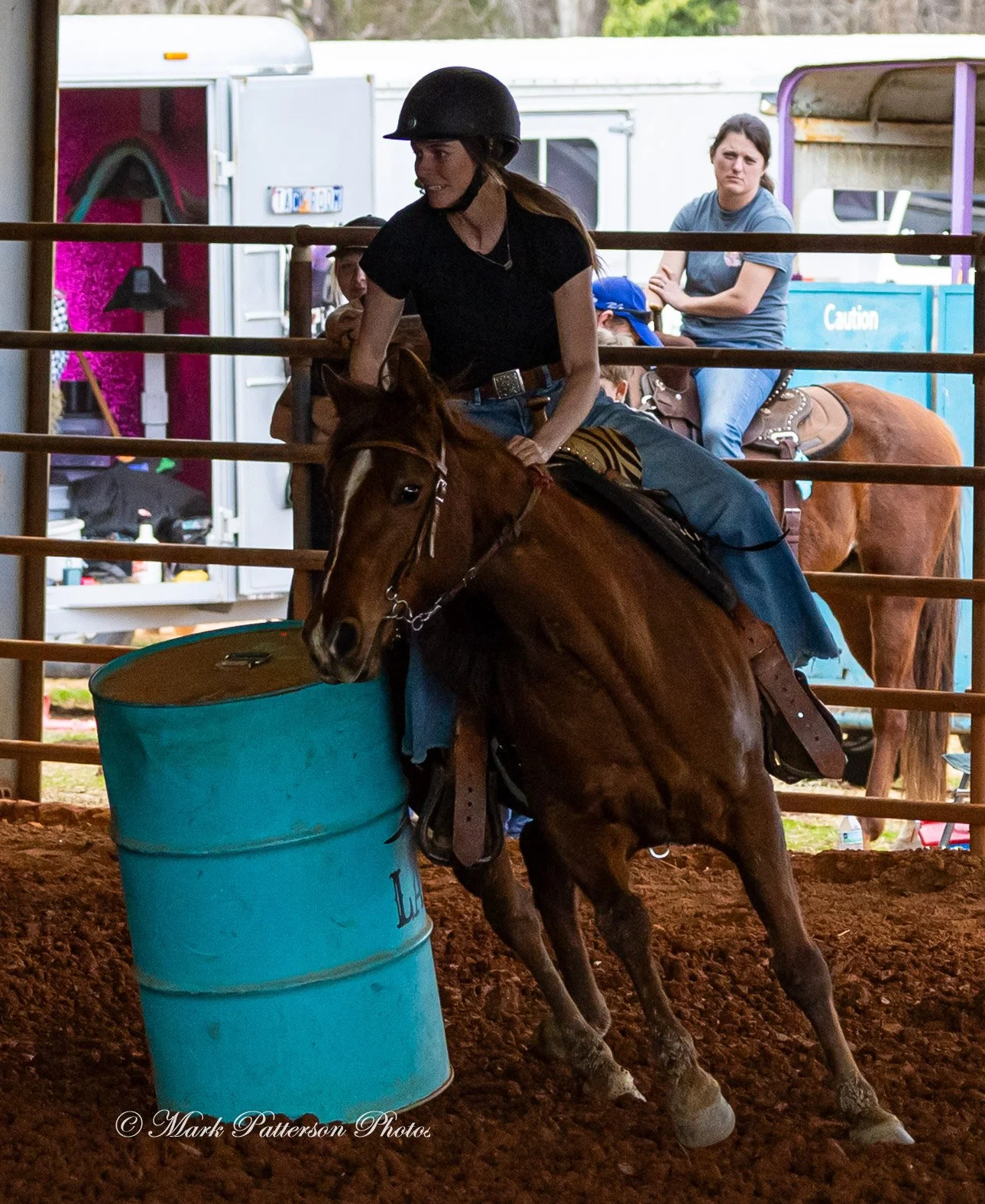 March 1, 2026, a barrel racing team competing at Latigo Farm in Landrum, SC. #24848