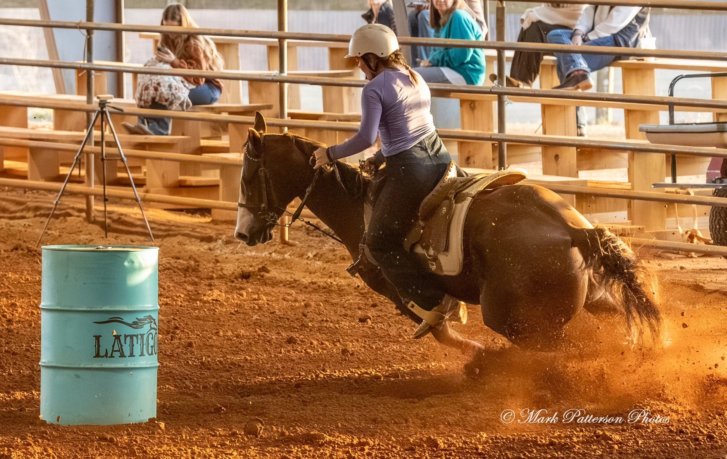 January 4, 2026, a barrel racing team competing at Latigo Farm in Landrum. #18554