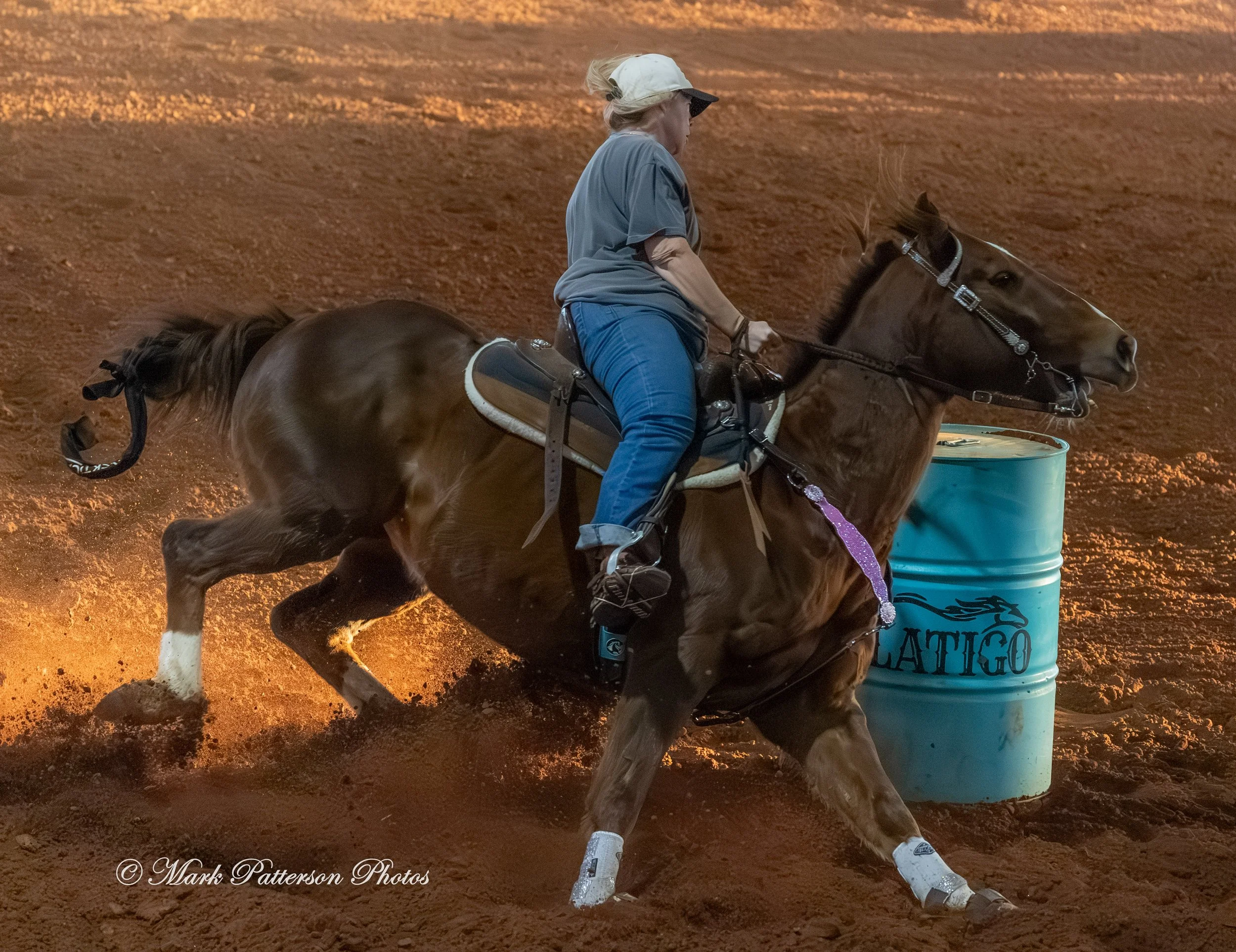 January 4, 2026, a barrel racing team competing at Latigo Farm in Landrum. #18519