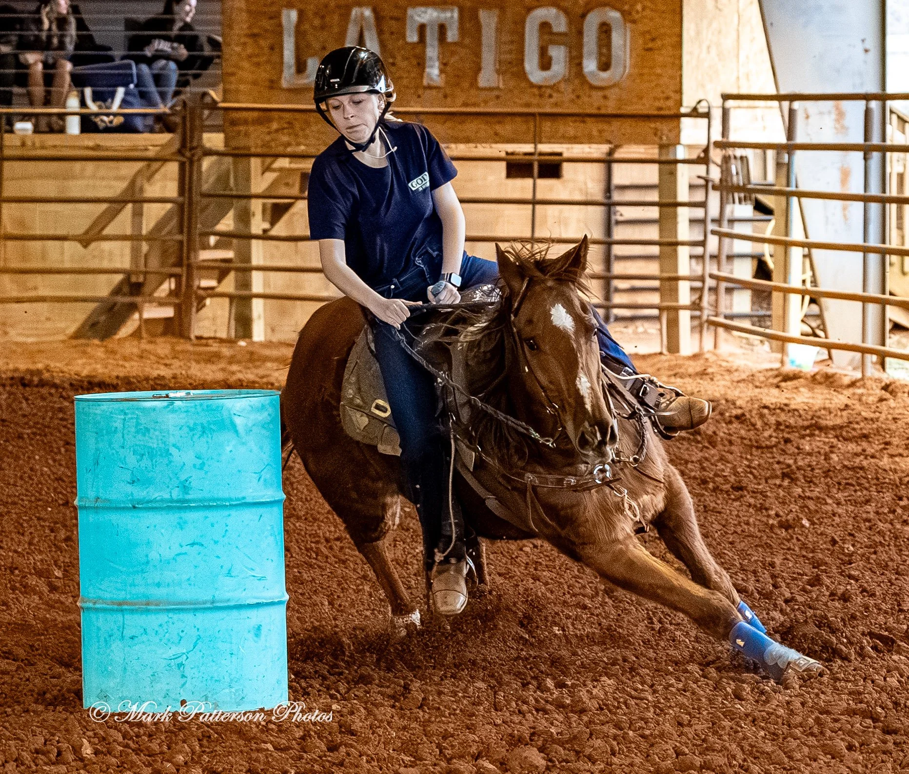 March 1, 2026, a barrel racing team competing at Latigo Farm in Landrum, SC. #26013
