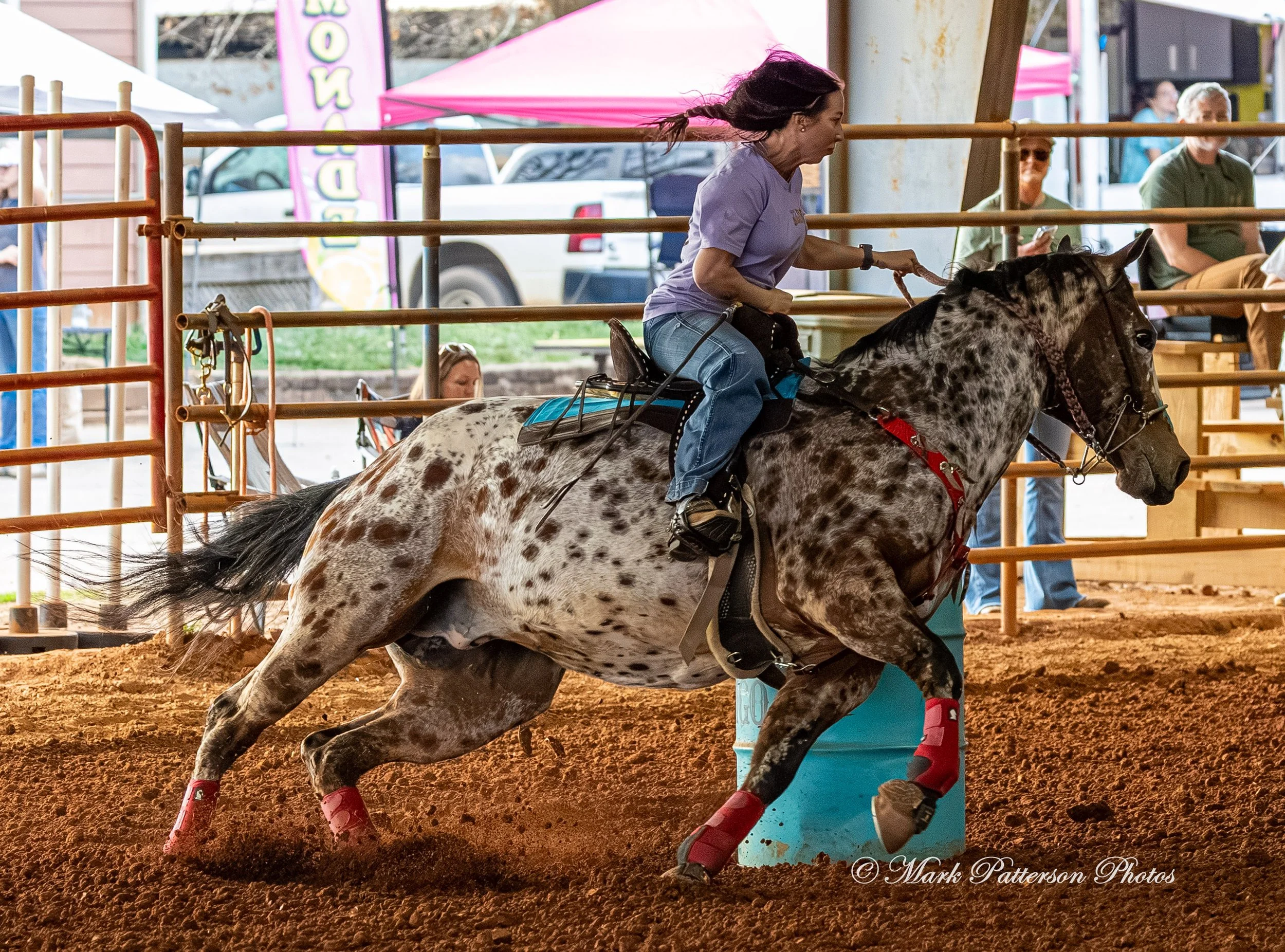 March 1, 2026, a barrel racing team competing at Latigo Farm in Landrum, SC. #26465