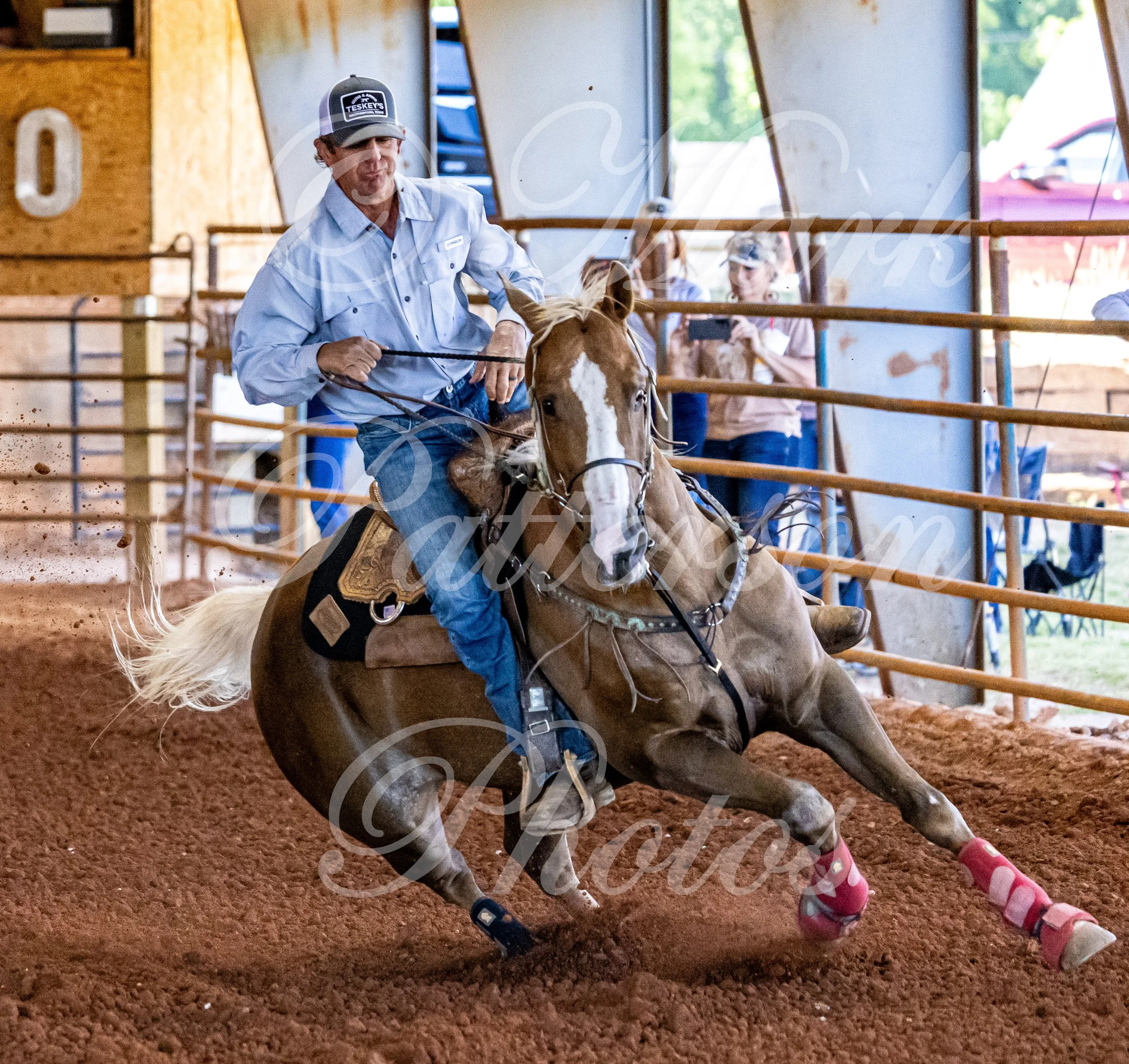 May 3, 2026, a barrel racing team competing at Latigo Farm in Landrum, SC. #12082