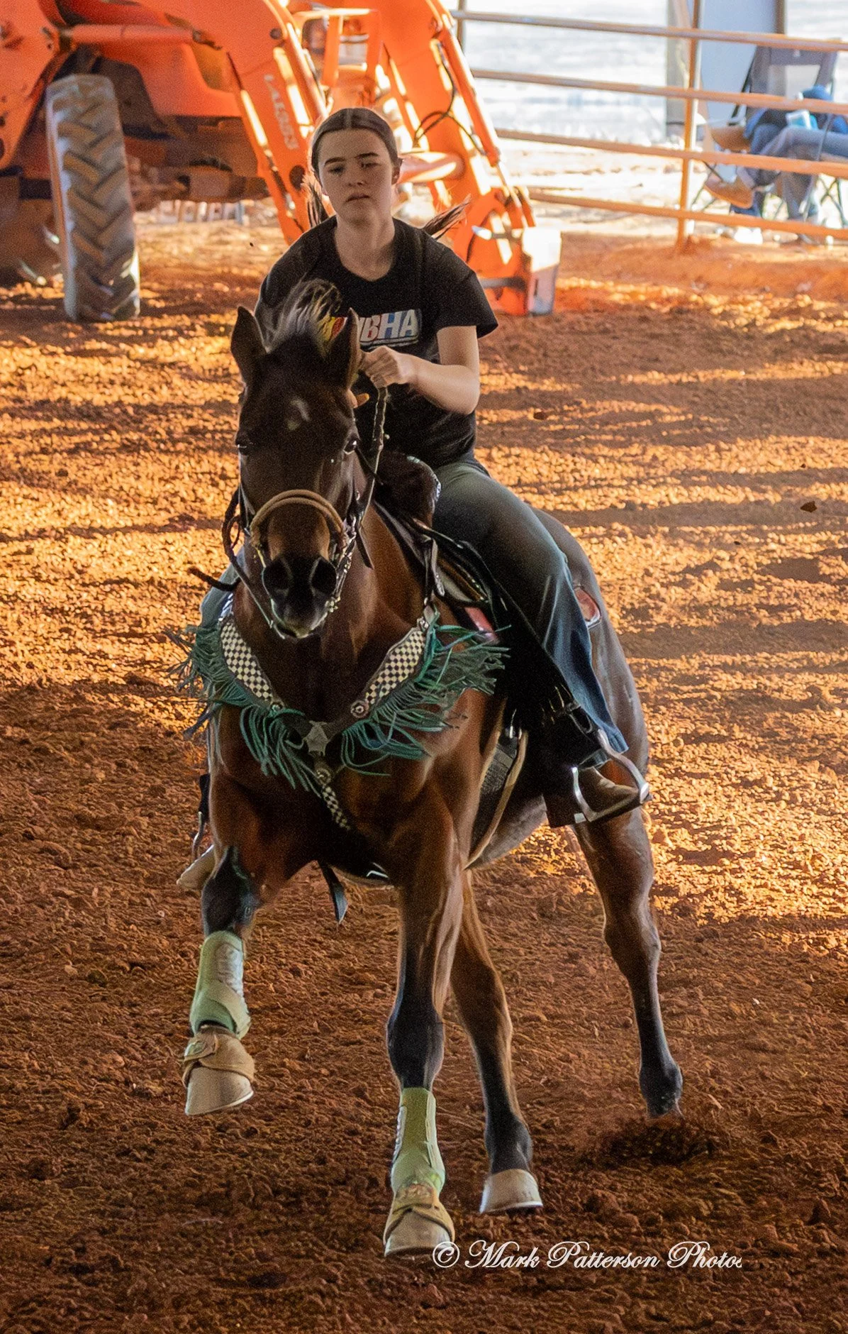 January 4, 2026, a barrel racing team competing at Latigo Farm in Landrum. #17969