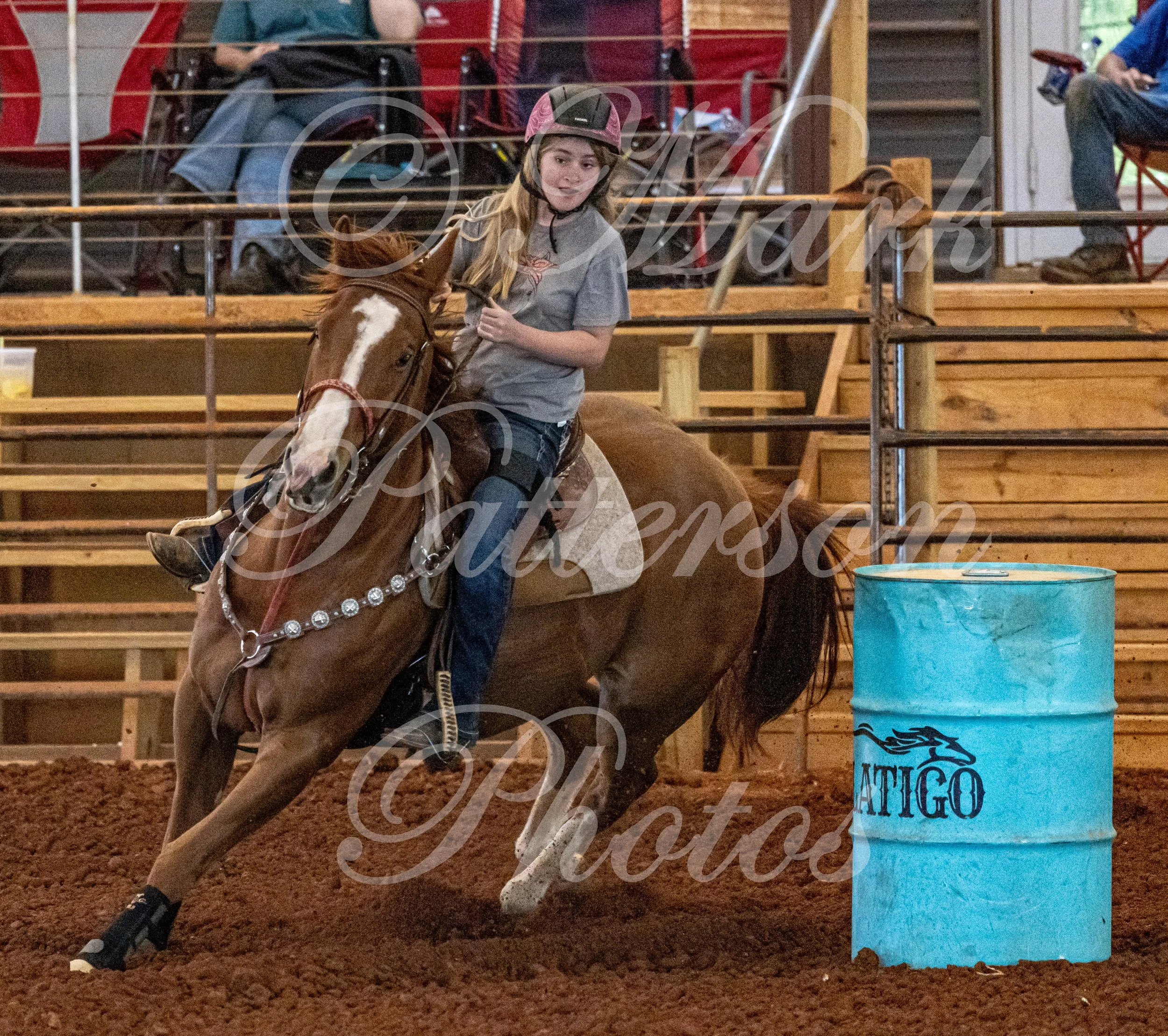 May 3, 2026, a barrel racing team competing at Latigo Farm in Landrum, SC. #11996