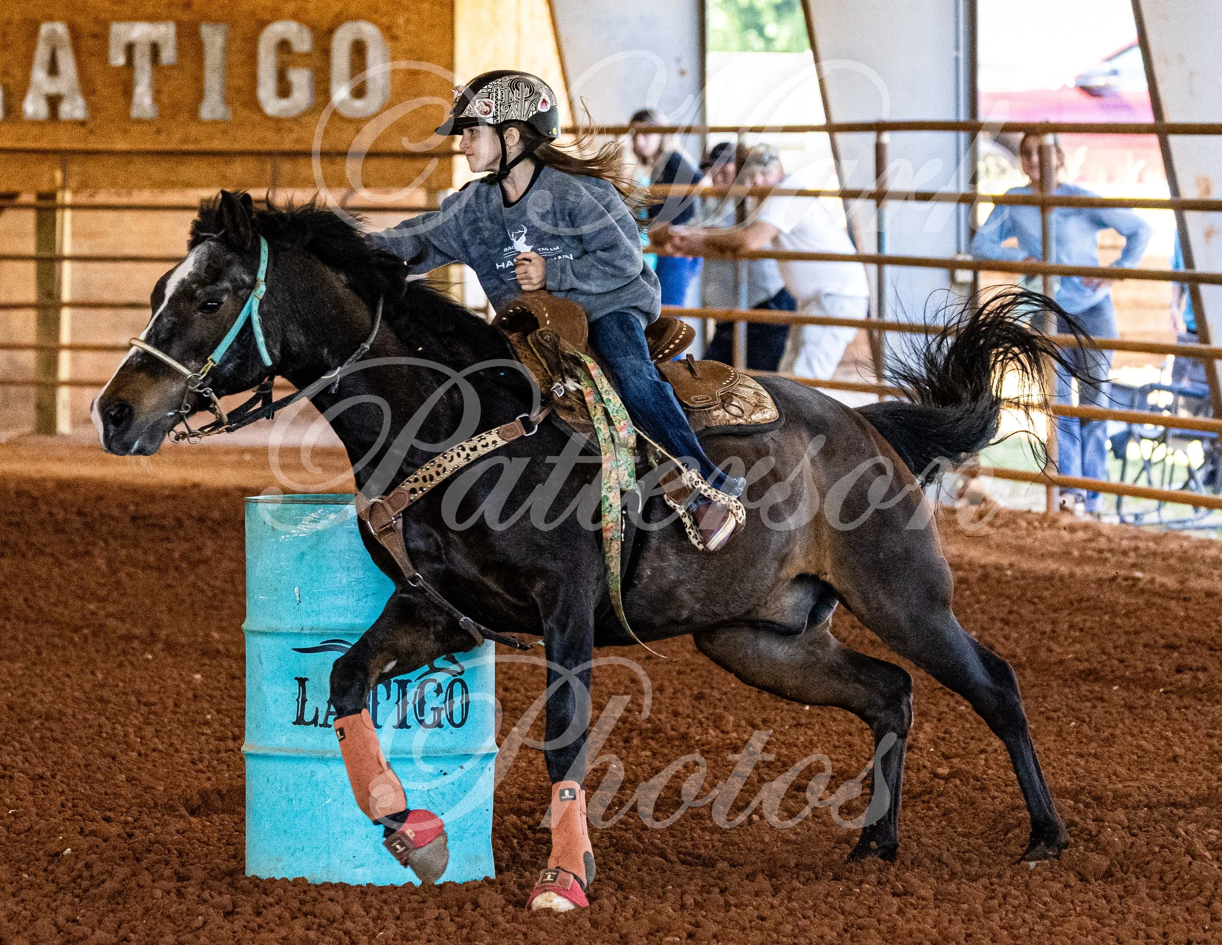 May 3, 2026, a barrel racing team competing at Latigo Farm in Landrum, SC. #11379