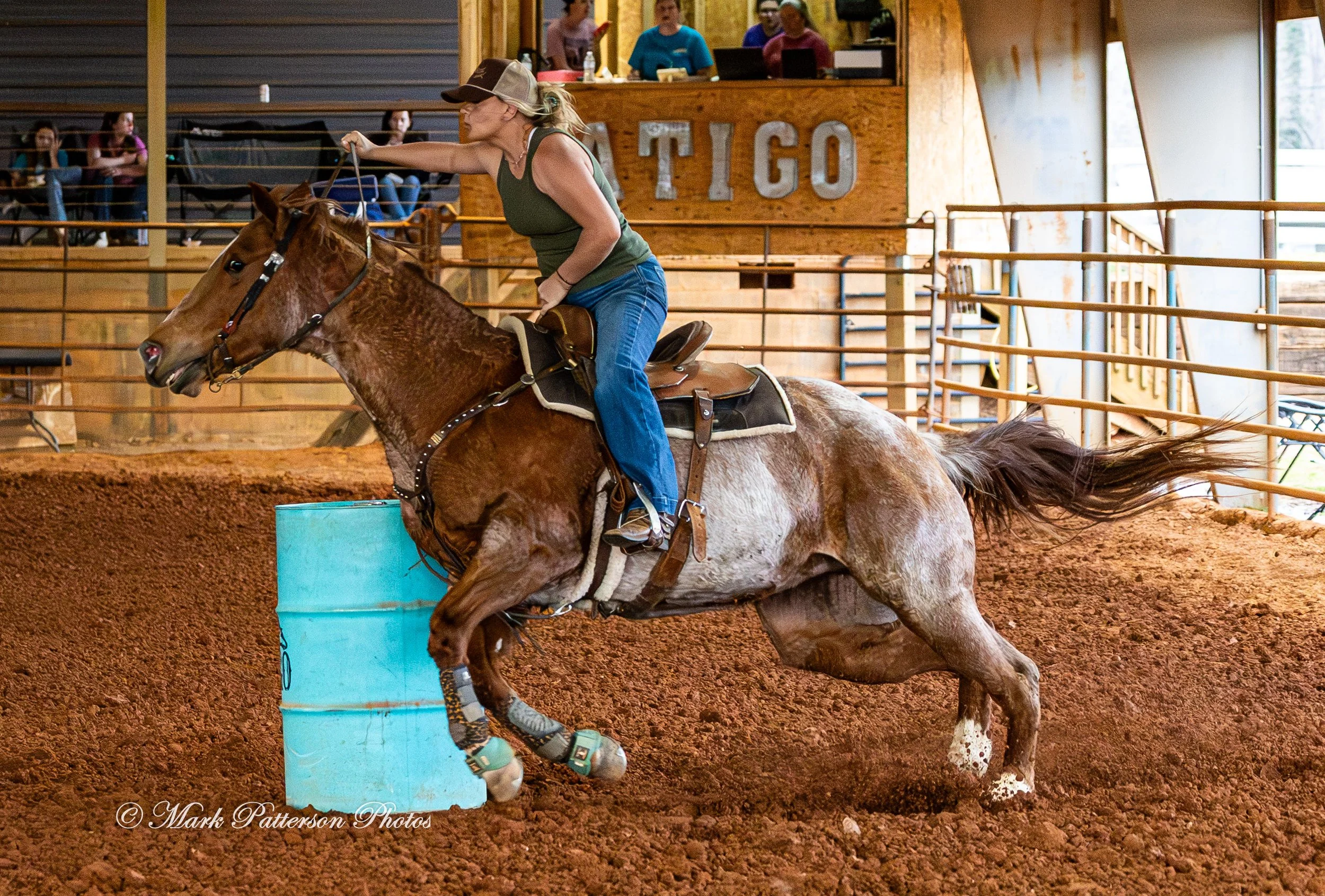 March 1, 2026, a barrel racing team competing at Latigo Farm in Landrum, SC. #26153