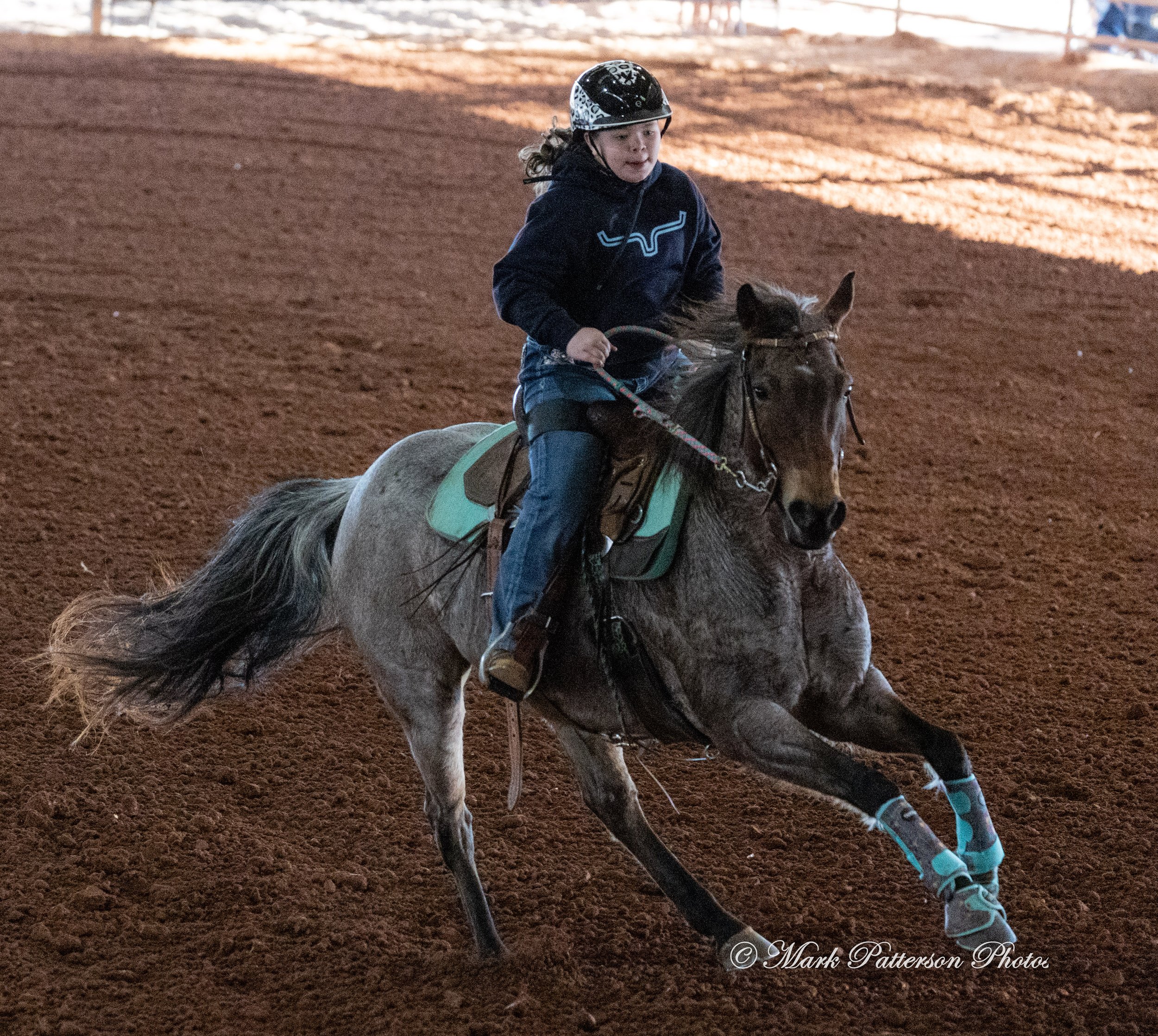 January 4, 2026, a barrel racing team competing at Latigo Farm in Landrum. #17688