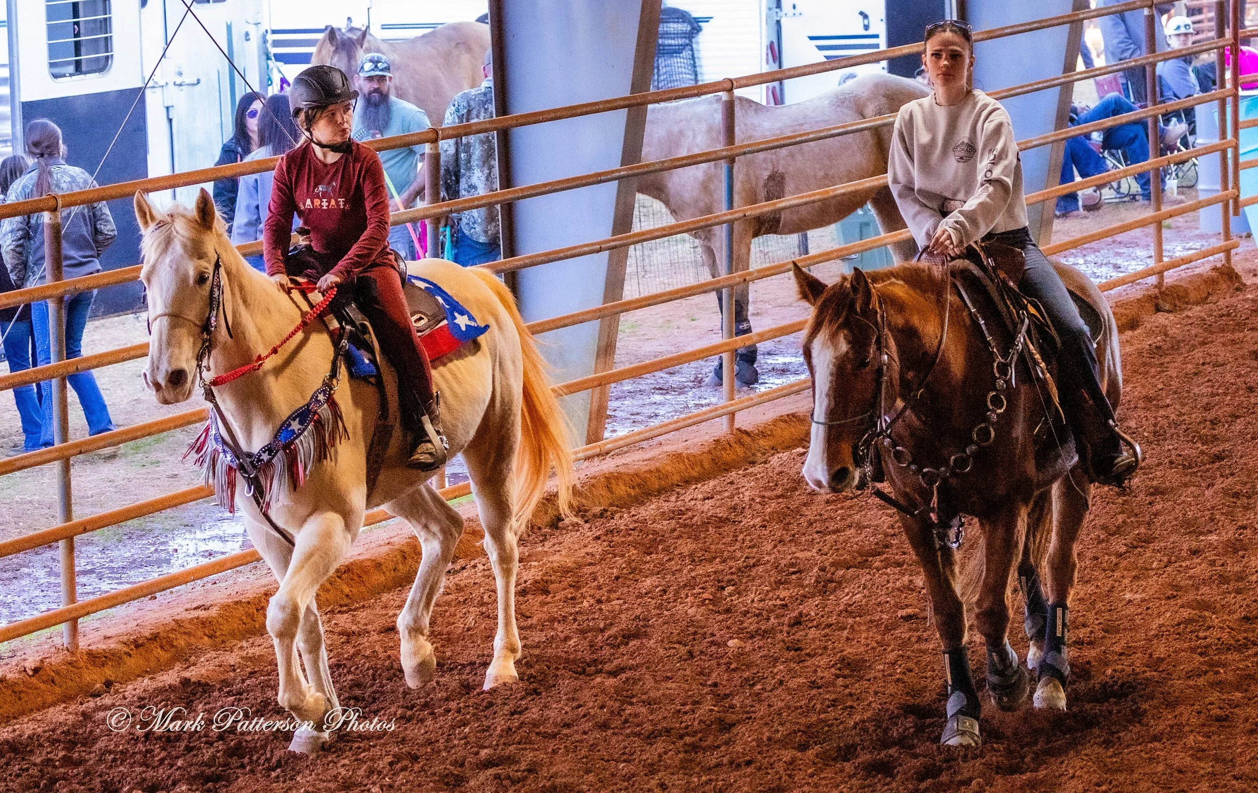 January 4, 2026, a barrel racing team competing at Latigo Farm in Landrum. #17707