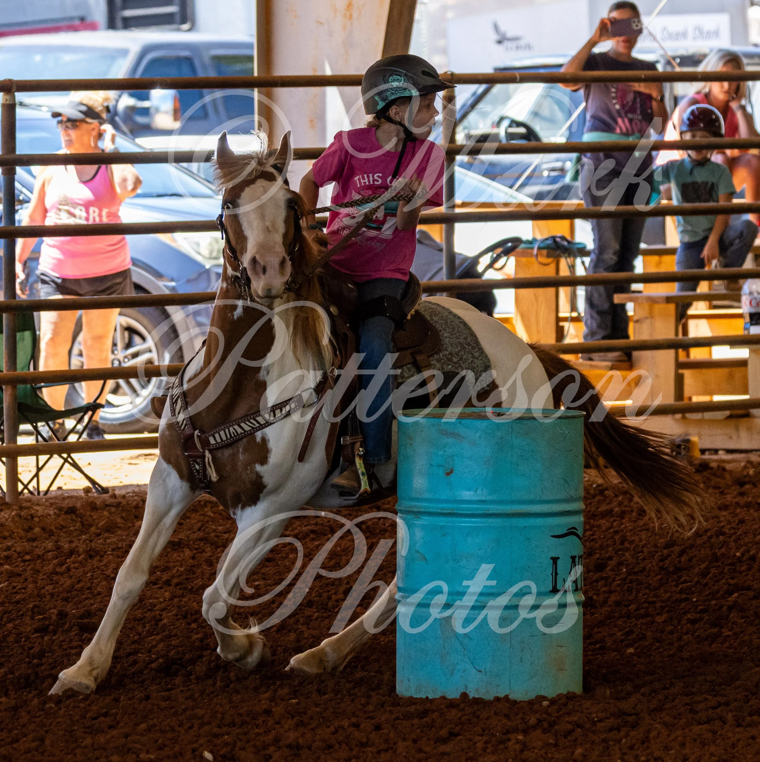 May 3, 2026, a barrel racing team competing at Latigo Farm in Landrum, SC. #110173