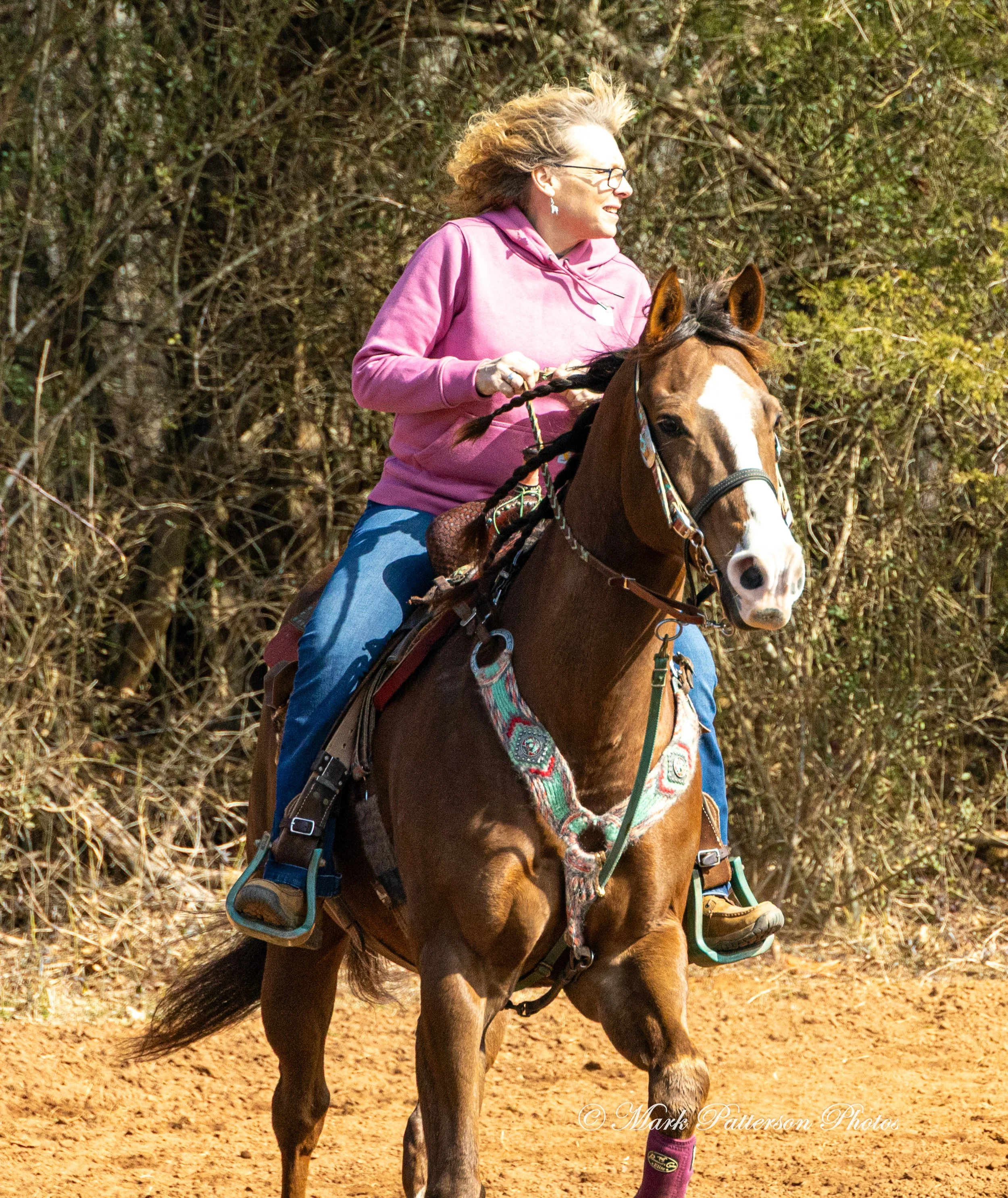 February 8, 2026, a barrel racing team competing at Latigo Farm in Landrum, SC. #20203