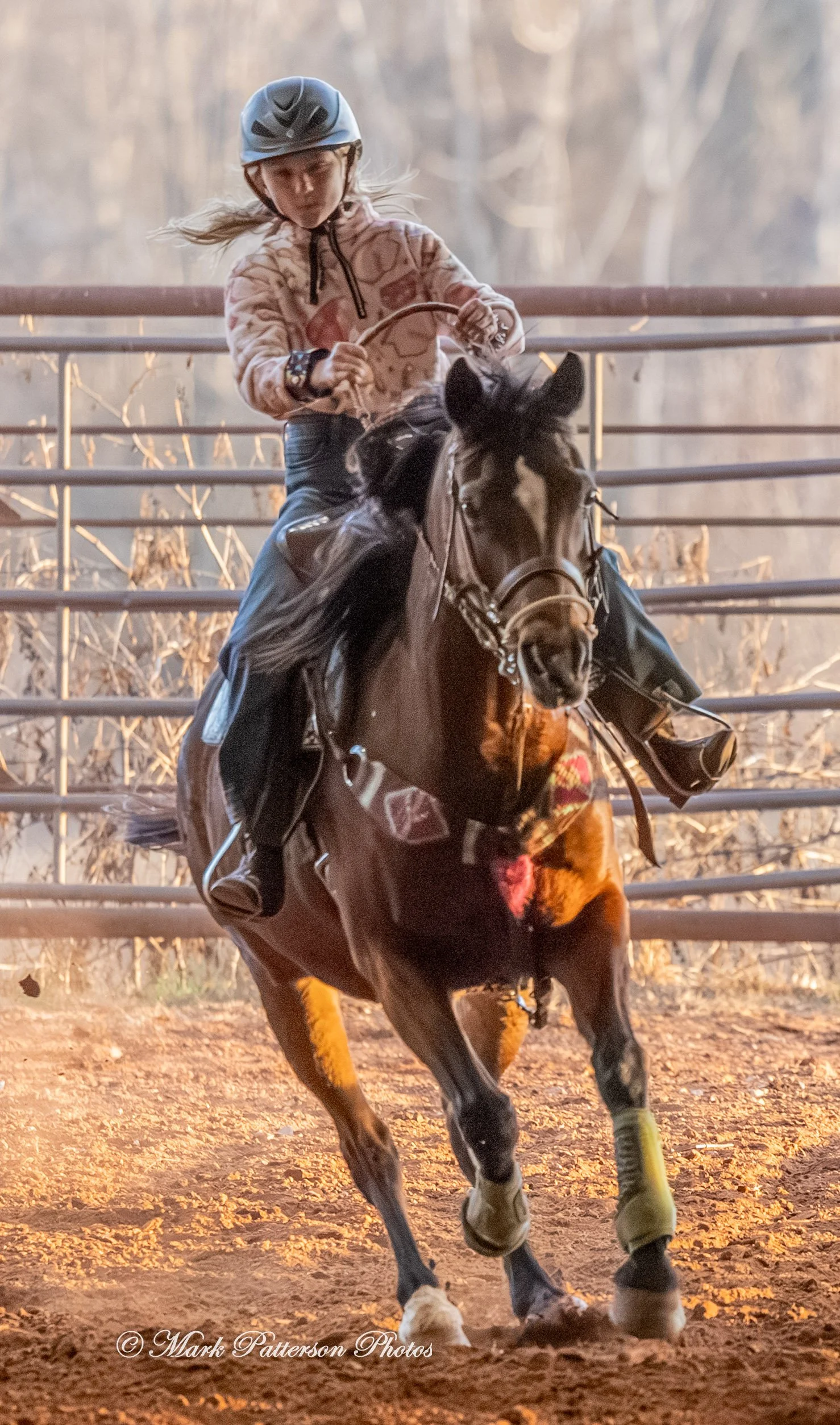 January 4, 2026, a barrel racing team competing at Latigo Farm in Landrum. #18582
