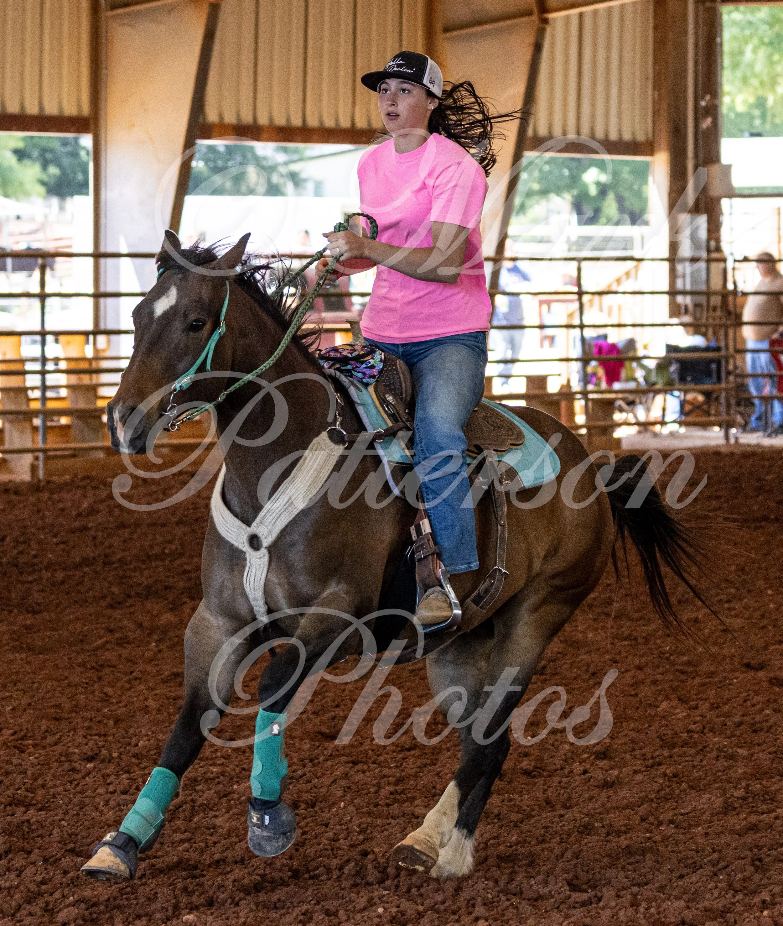 May 3, 2026, a barrel racing team competing at Latigo Farm in Landrum, SC. #110125