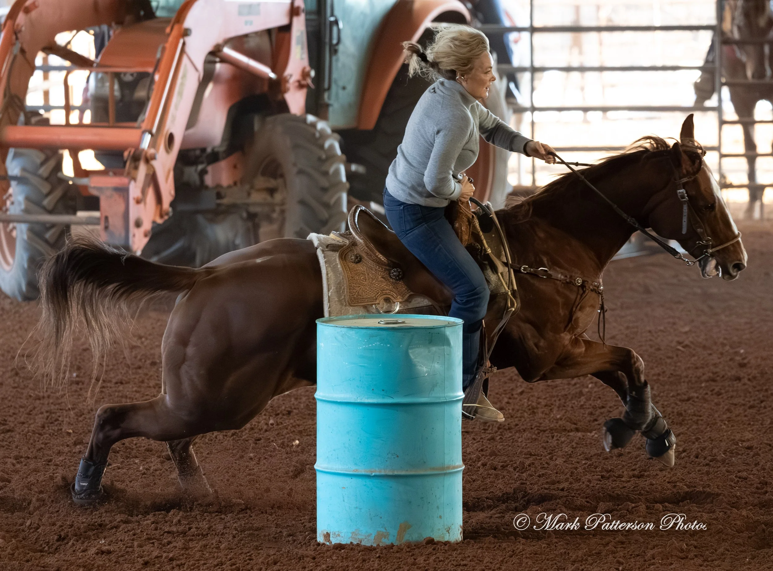January 4, 2026, a barrel racing team competing at Latigo Farm in Landrum. #18078
