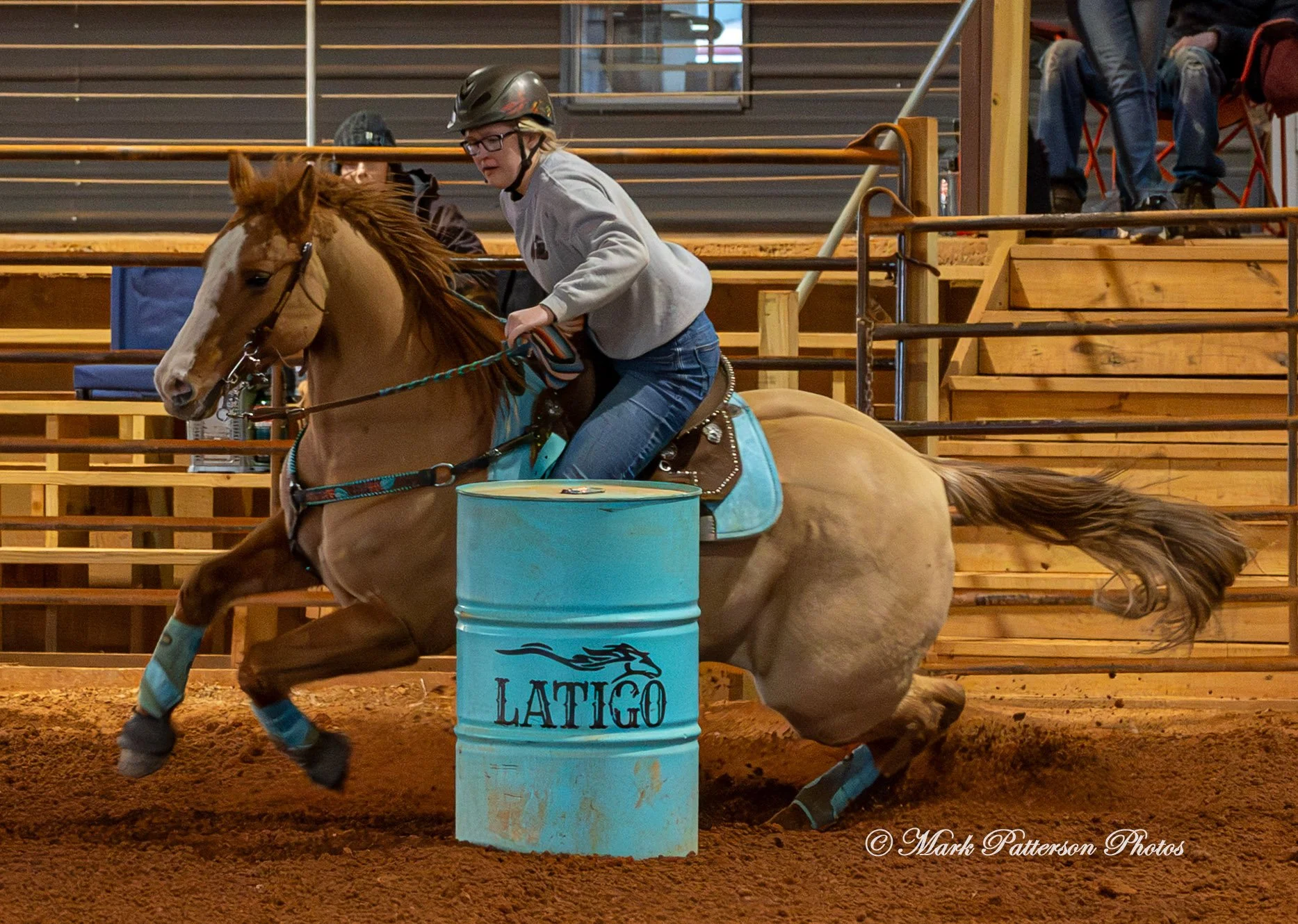 February 8, 2026, a barrel racing team competing at Latigo Farm in Landrum, SC. #23246
