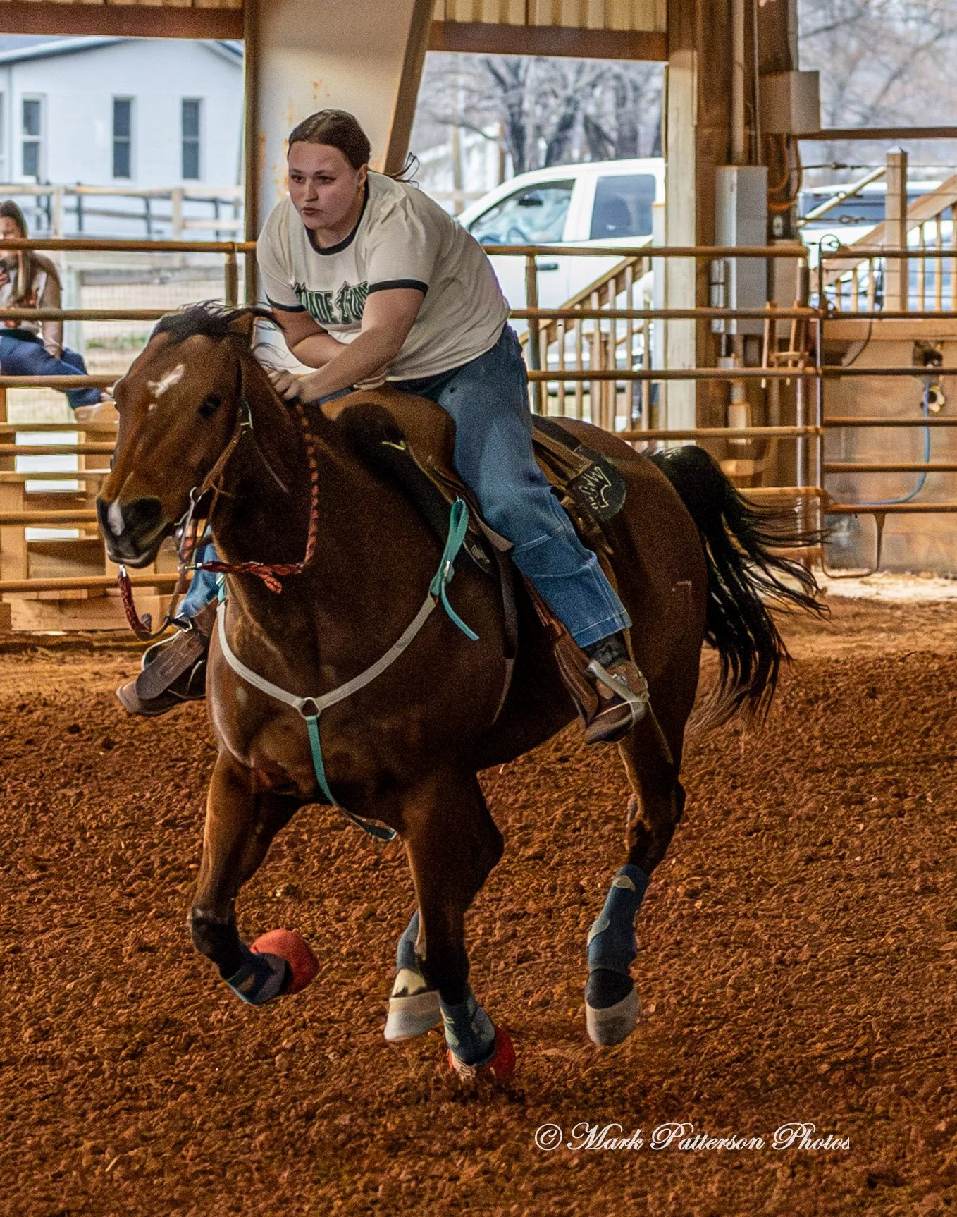 March 1, 2026, a barrel racing team competing at Latigo Farm in Landrum, SC. #26341