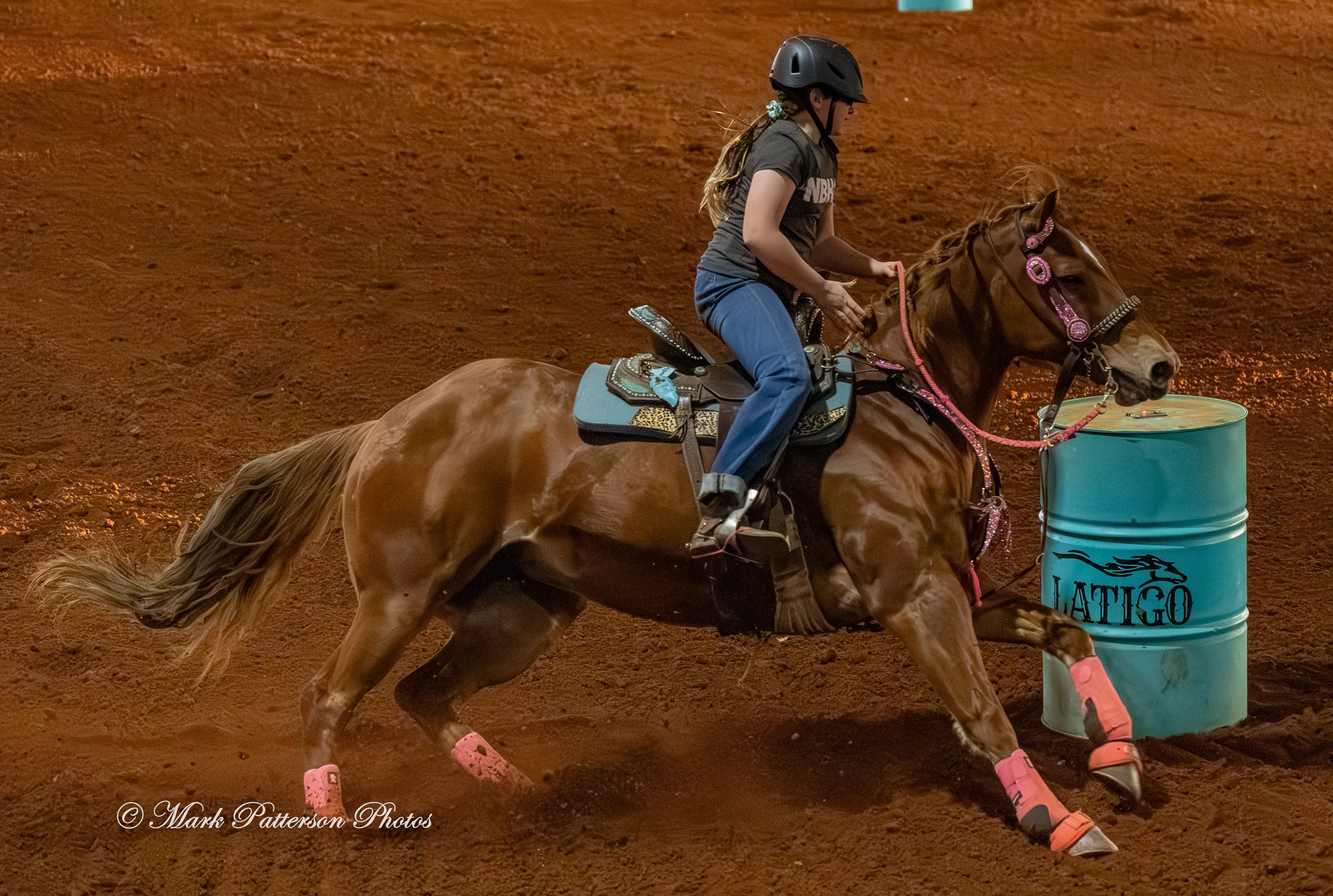 January 4, 2026, a barrel racing team competing at Latigo Farm in Landrum. #18656