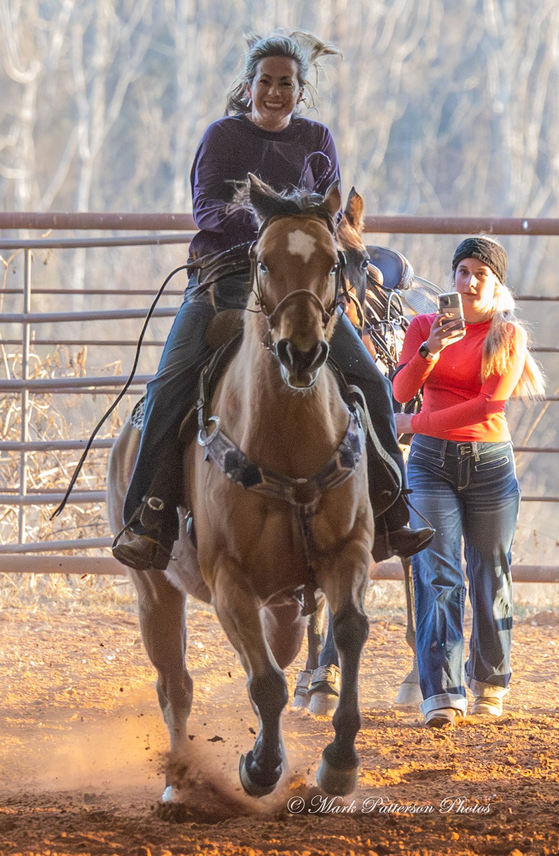 January 4, 2026, a barrel racing team competing at Latigo Farm in Landrum. #18459