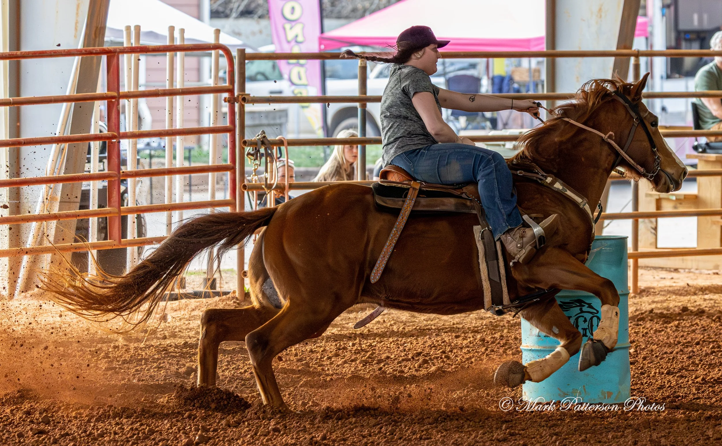 March 1, 2026, a barrel racing team competing at Latigo Farm in Landrum, SC. #26758