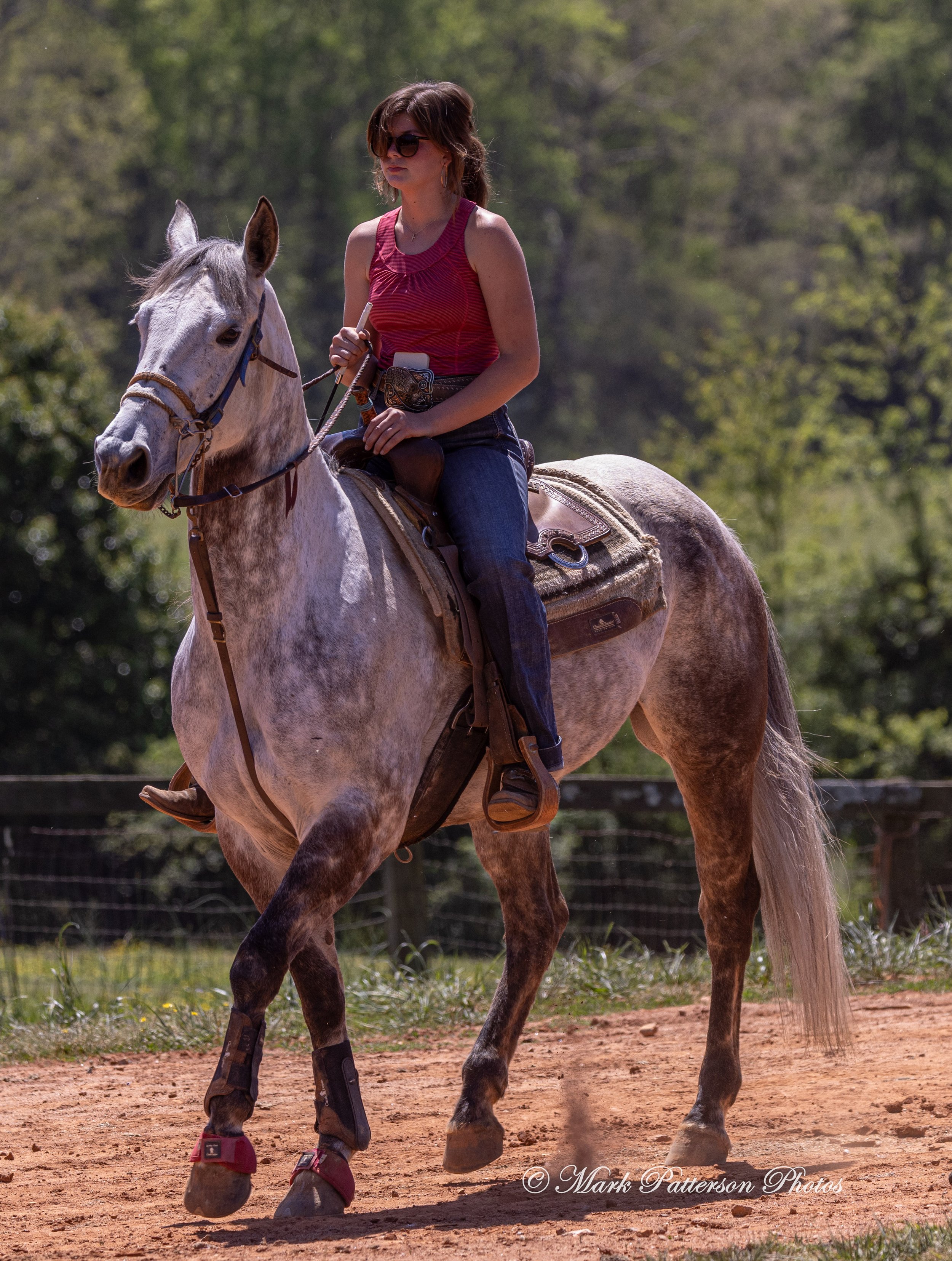 April 11, 2026, a barrel racing team competing at Latigo Farm in Landrum, SC. #1440
