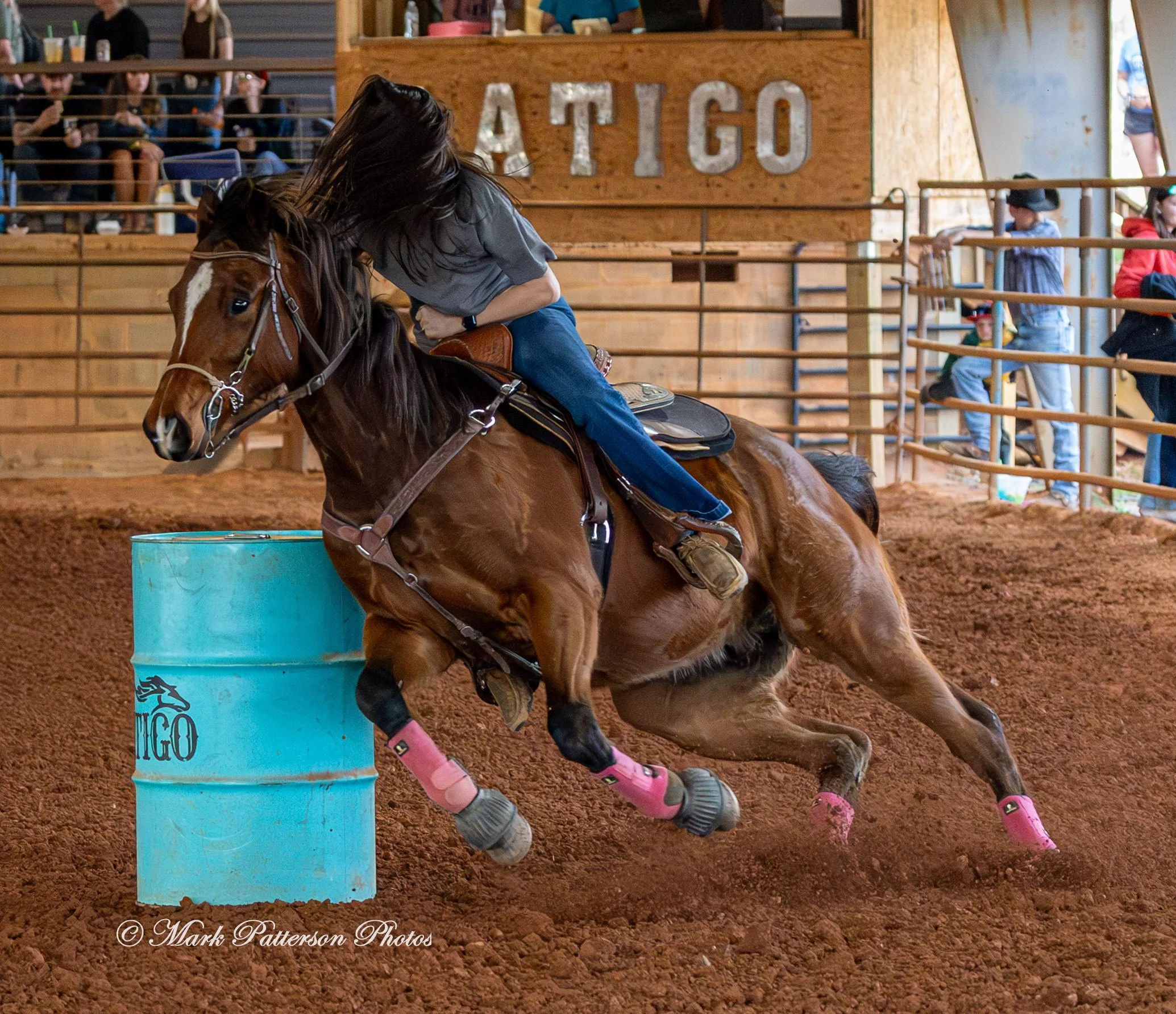 March 1, 2026, a barrel racing team competing at Latigo Farm in Landrum, SC. #26587