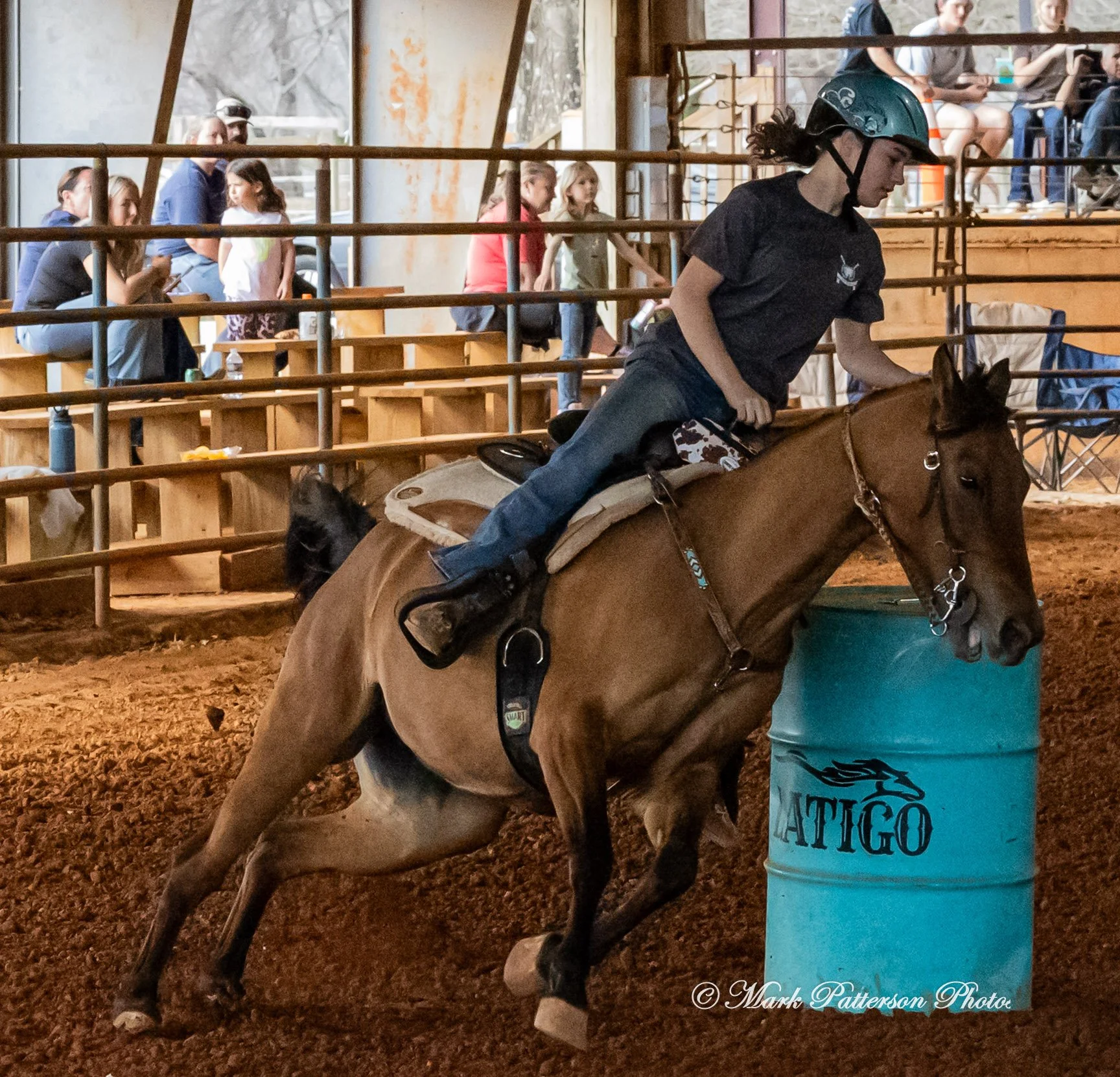 March 1, 2026, a barrel racing team competing at Latigo Farm in Landrum, SC. #25303