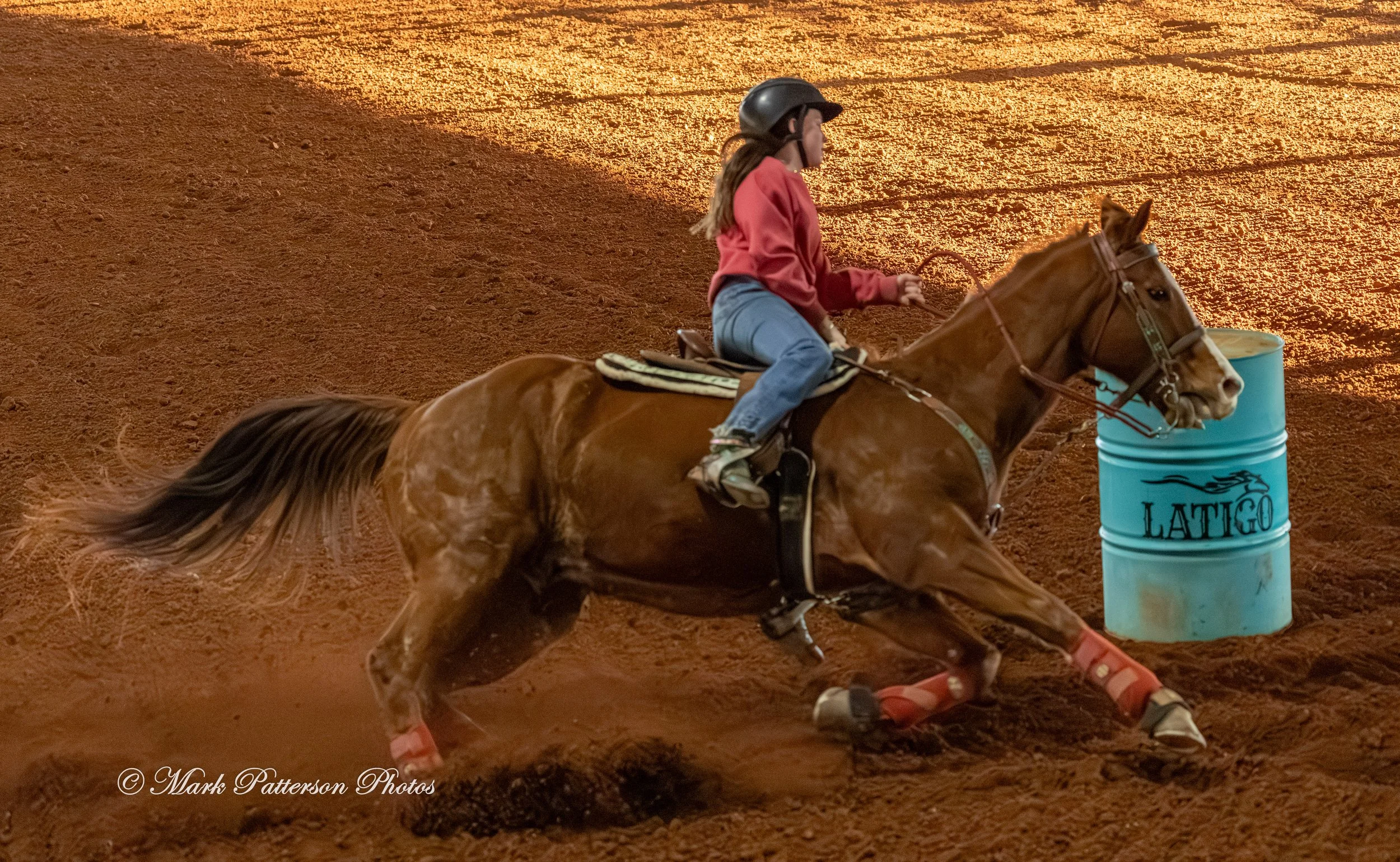 January 4, 2026, a barrel racing team competing at Latigo Farm in Landrum. #18168