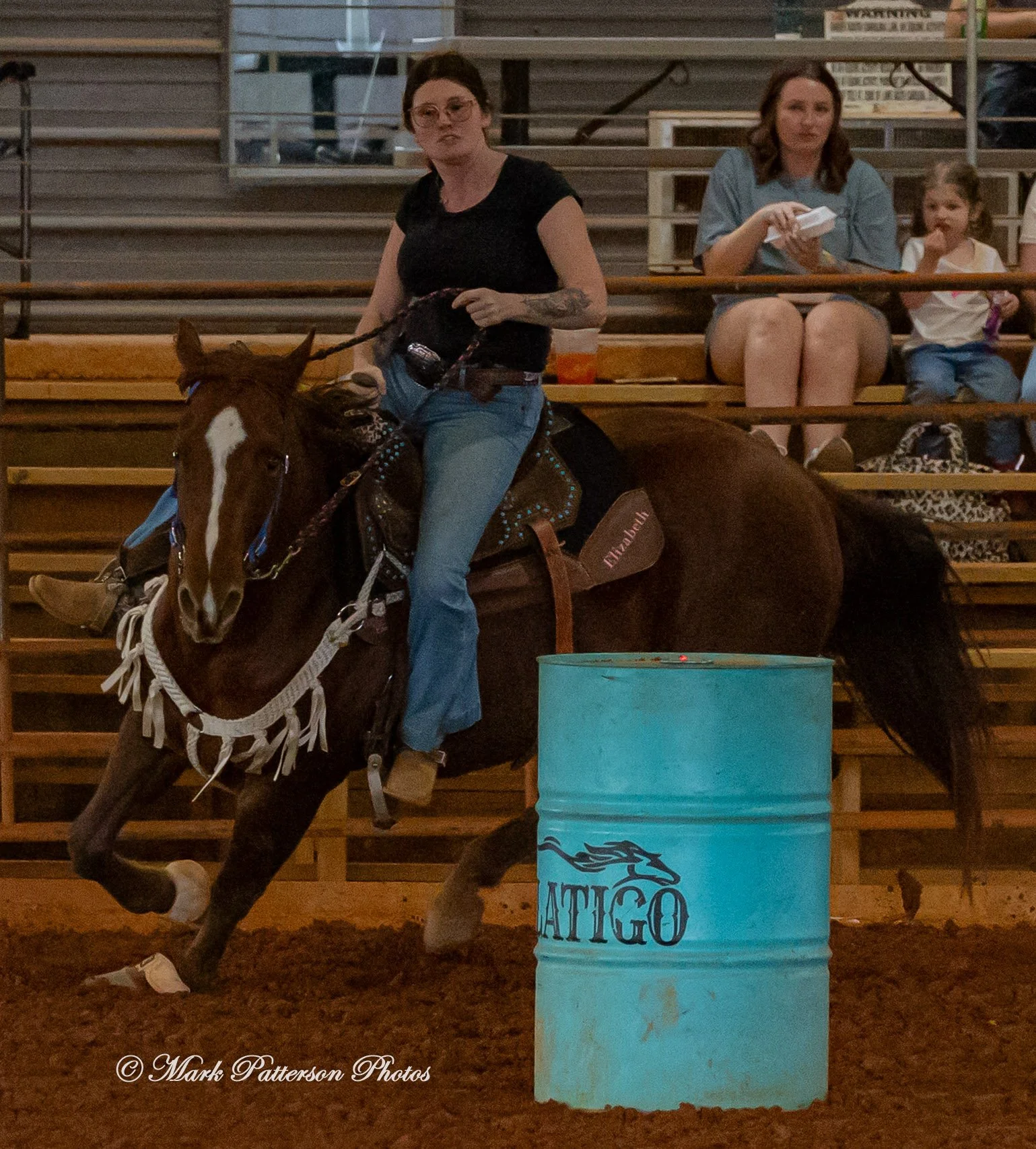 March 1, 2026, a barrel racing team competing at Latigo Farm in Landrum, SC. #25482