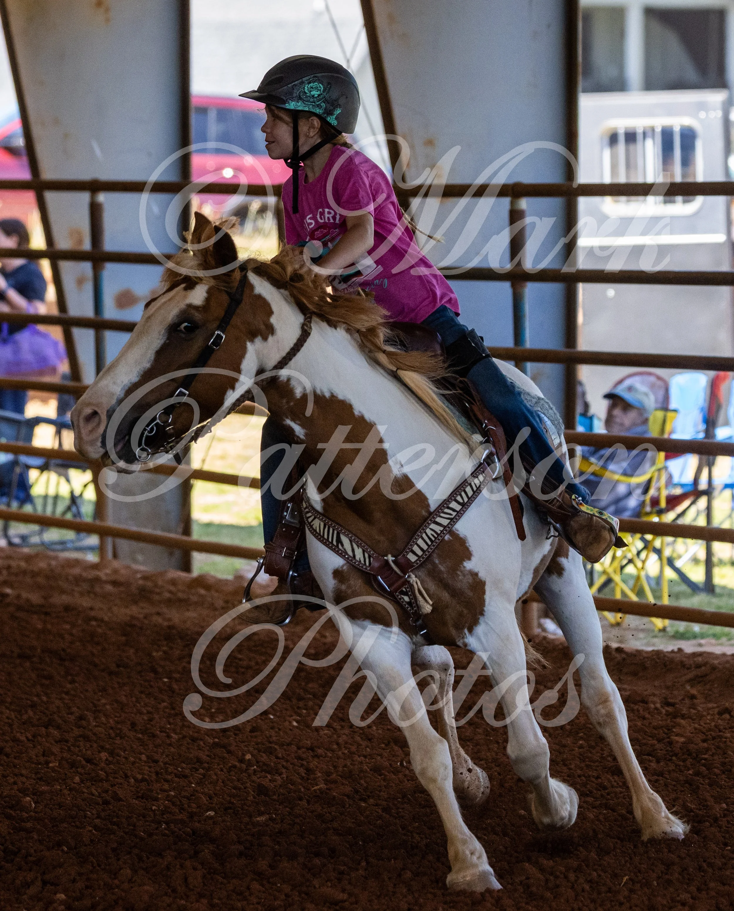 May 3, 2026, a barrel racing team competing at Latigo Farm in Landrum, SC. #110168