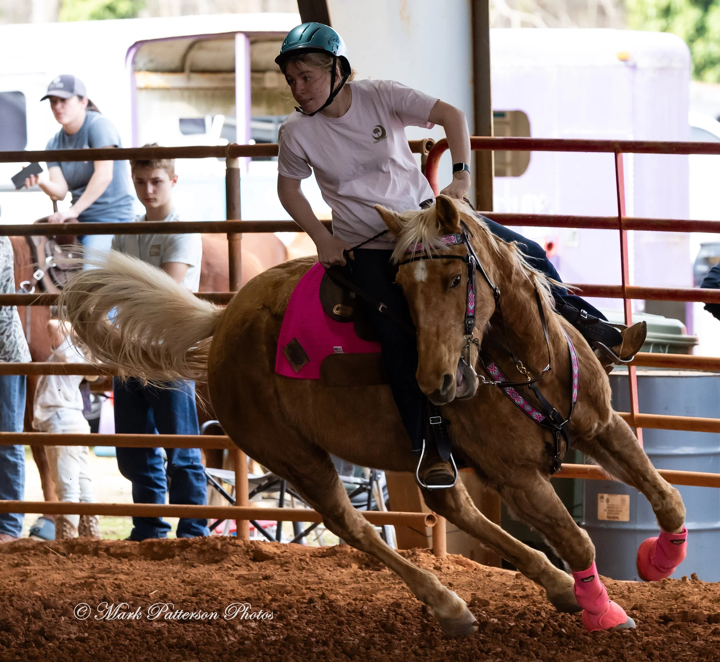 March 1, 2026, a barrel racing team competing at Latigo Farm in Landrum, SC. #25239