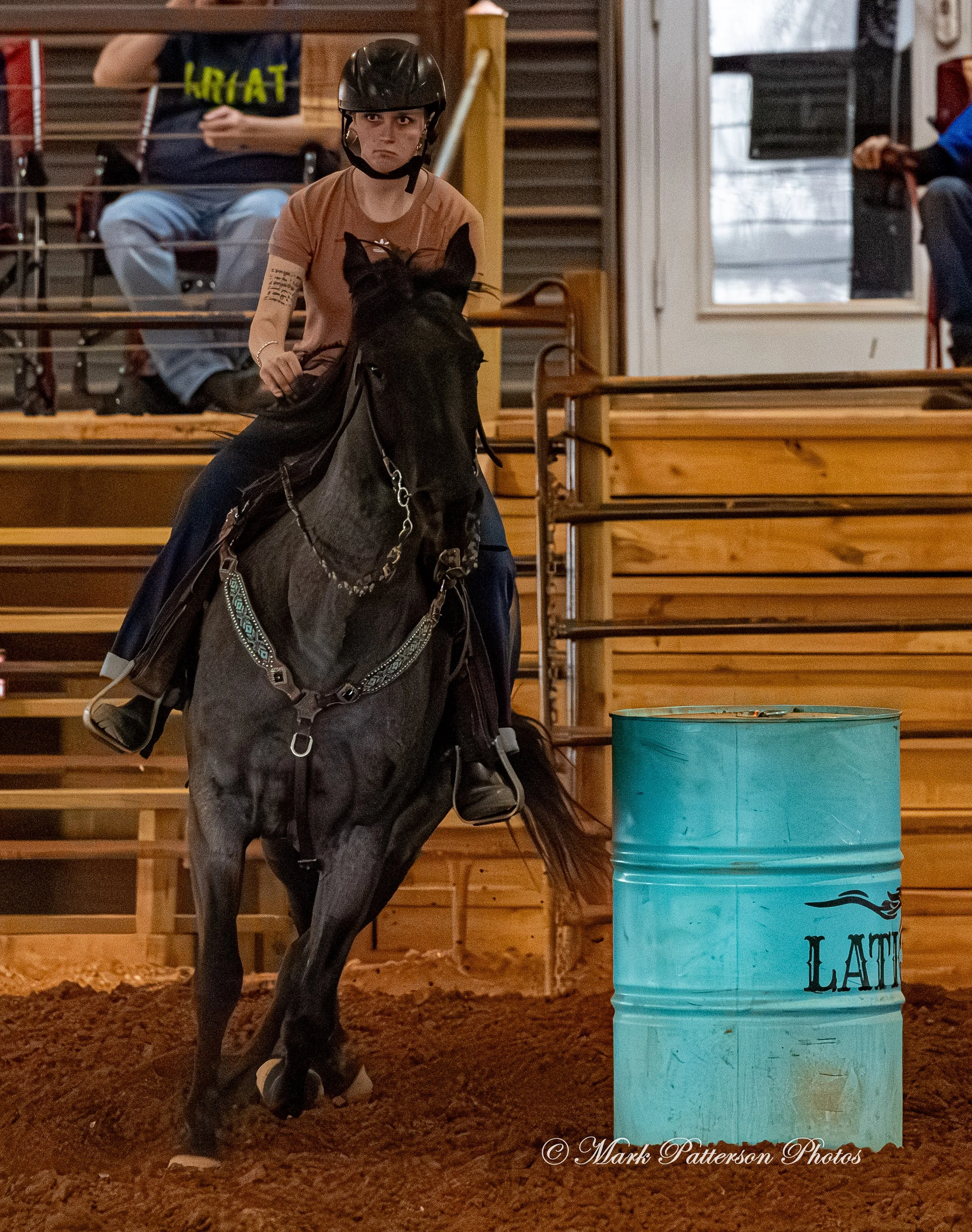 March 1, 2026, a barrel racing team competing at Latigo Farm in Landrum, SC. #26000