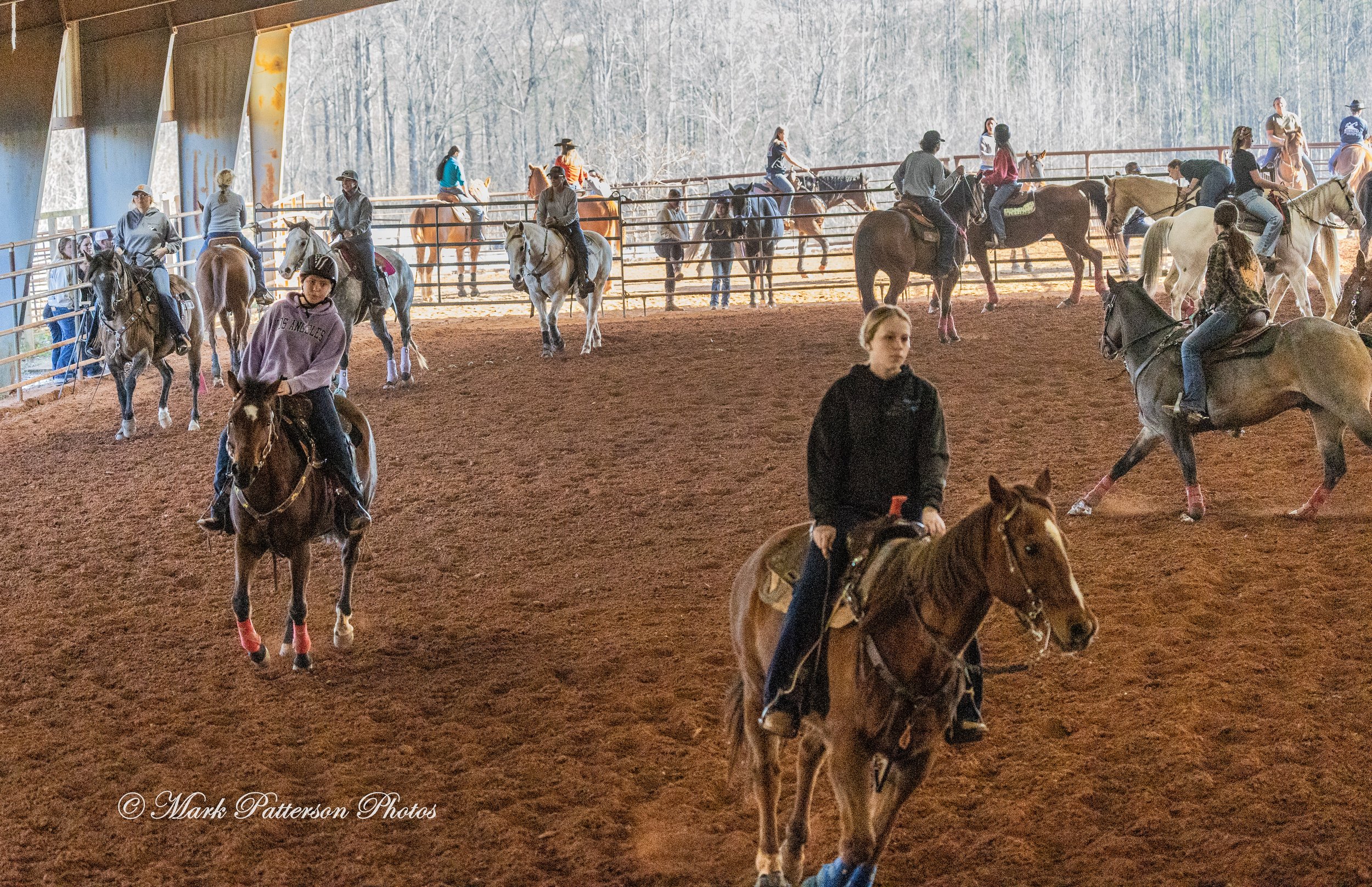 January 4, 2026, a barrel racing team competing at Latigo Farm in Landrum. #17706