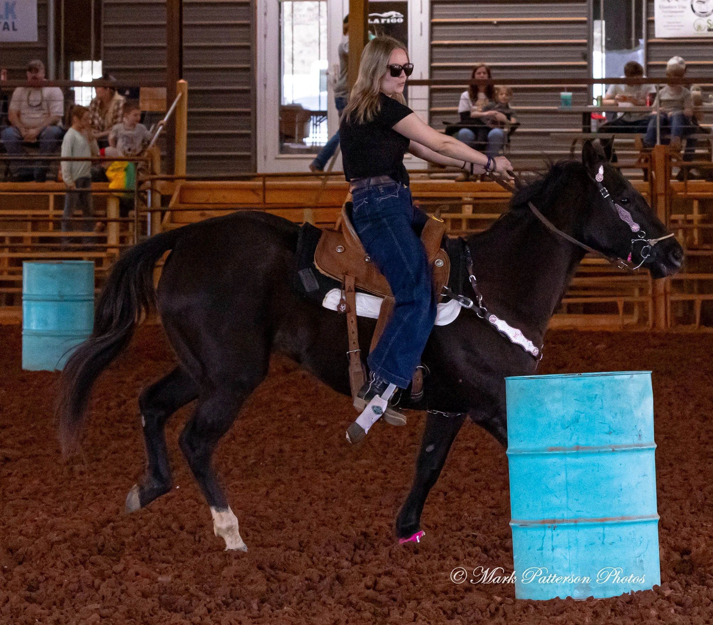 March 1, 2026, a barrel racing team competing at Latigo Farm in Landrum, SC. #24689