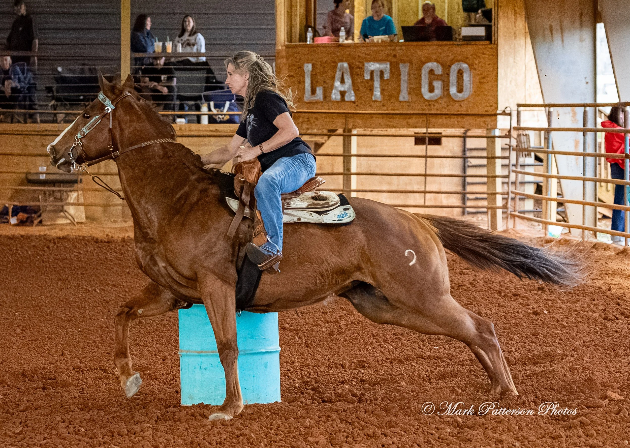 March 1, 2026, a barrel racing team competing at Latigo Farm in Landrum, SC. #26510