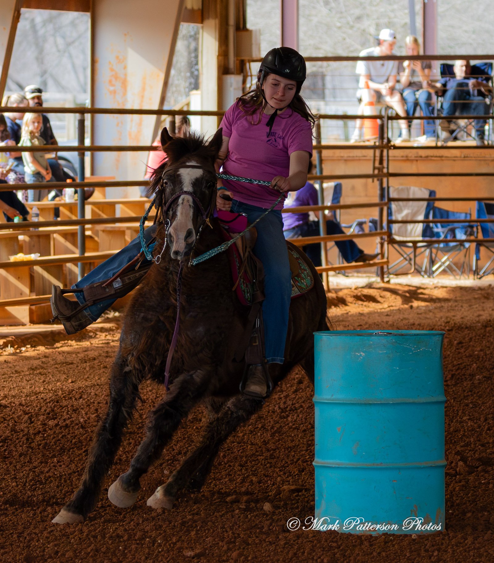 March 1, 2026, a barrel racing team competing at Latigo Farm in Landrum, SC. #25275