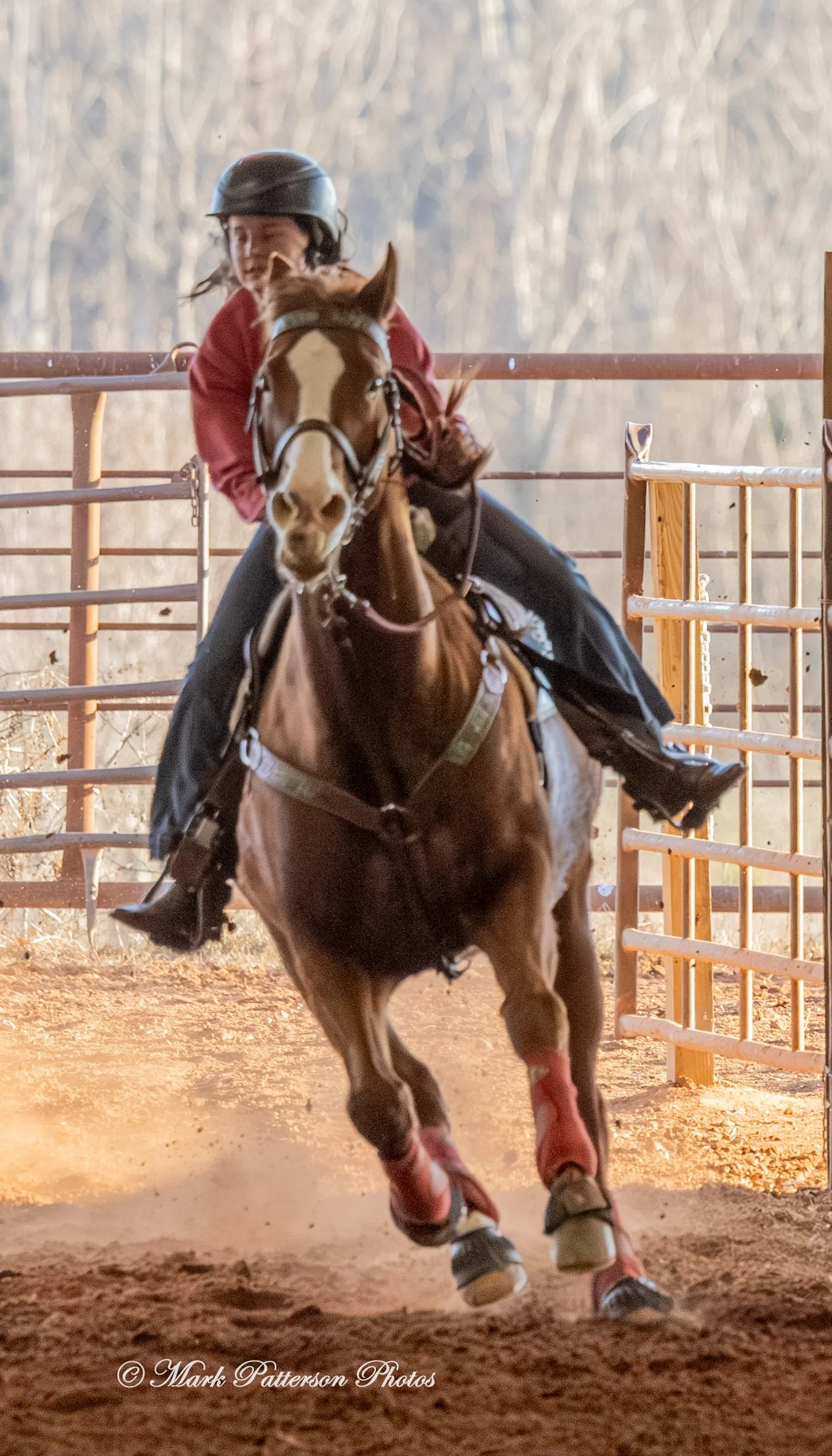 January 4, 2026, a barrel racing team competing at Latigo Farm in Landrum. #18150