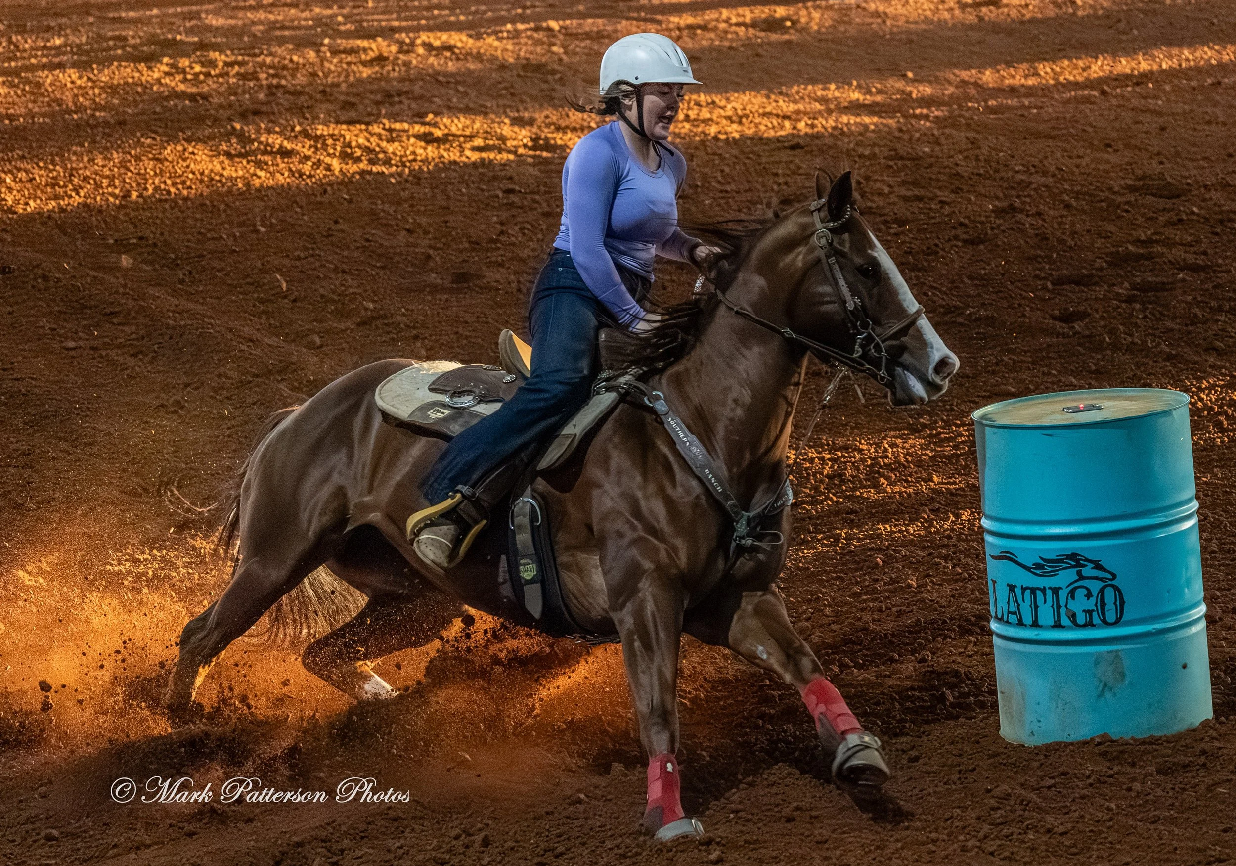 January 4, 2026, a barrel racing team competing at Latigo Farm in Landrum. #18556
