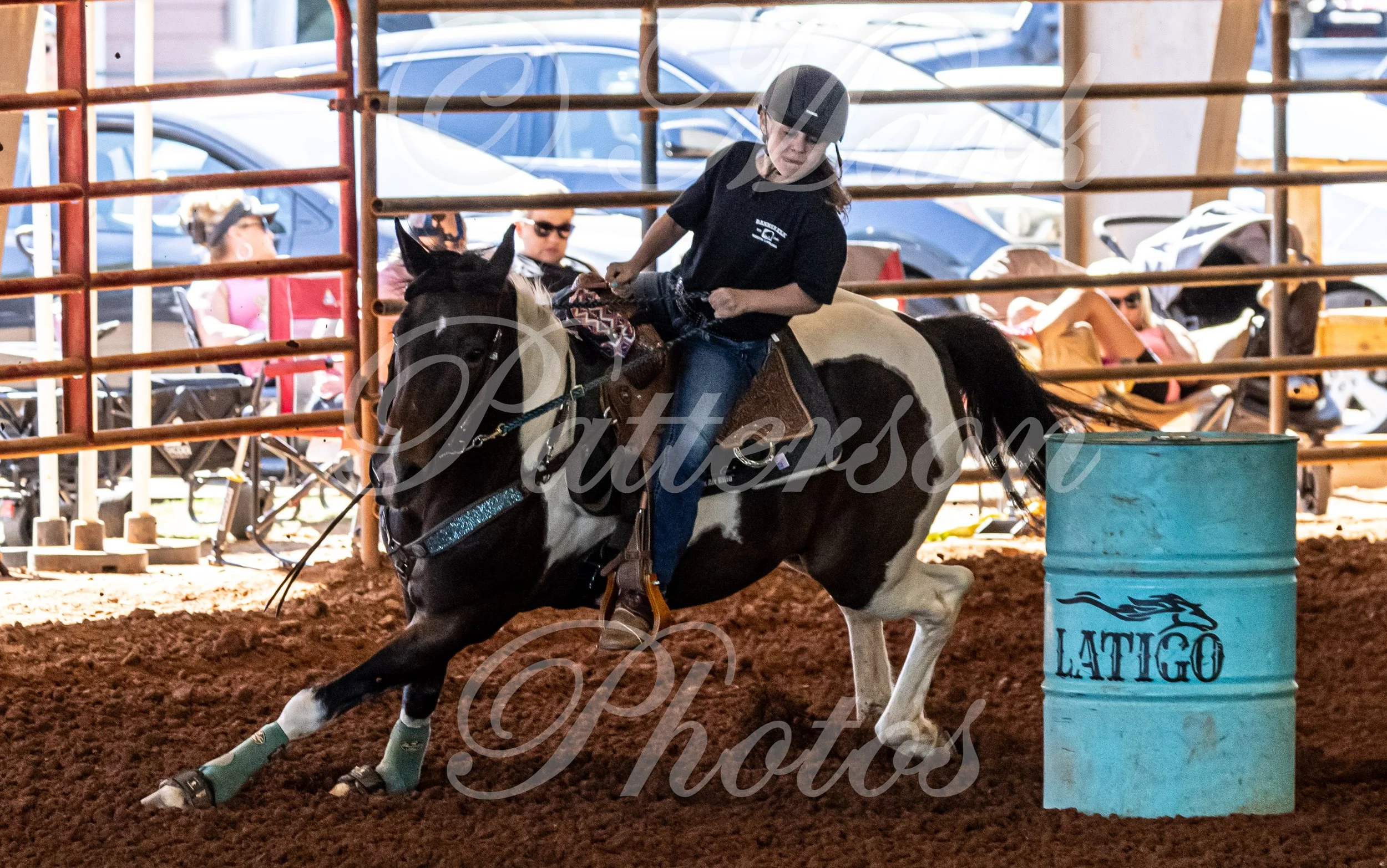 May 3, 2026, a barrel racing team competing at Latigo Farm in Landrum, SC. #13079