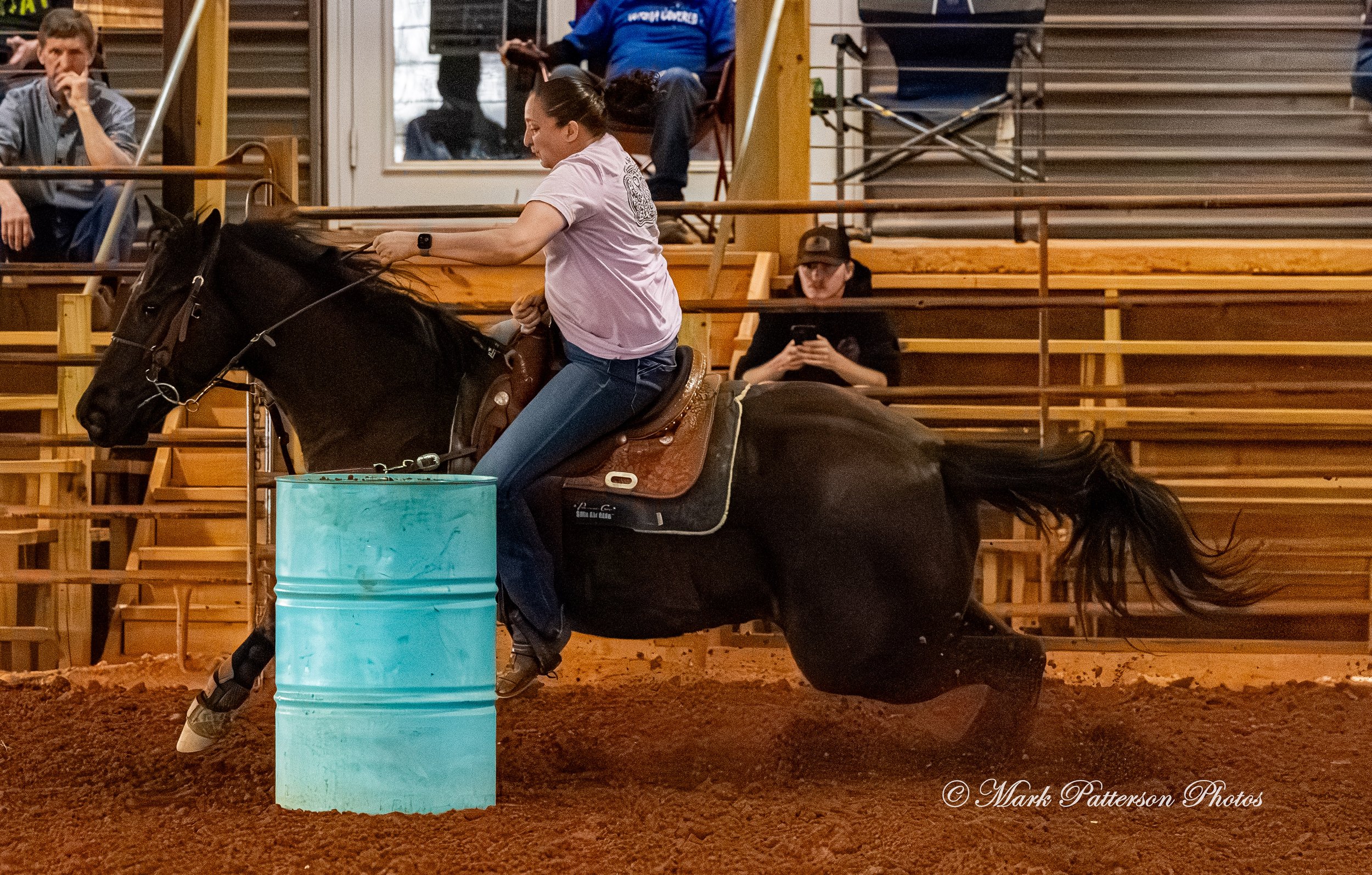 March 1, 2026, a barrel racing team competing at Latigo Farm in Landrum, SC. #26194
