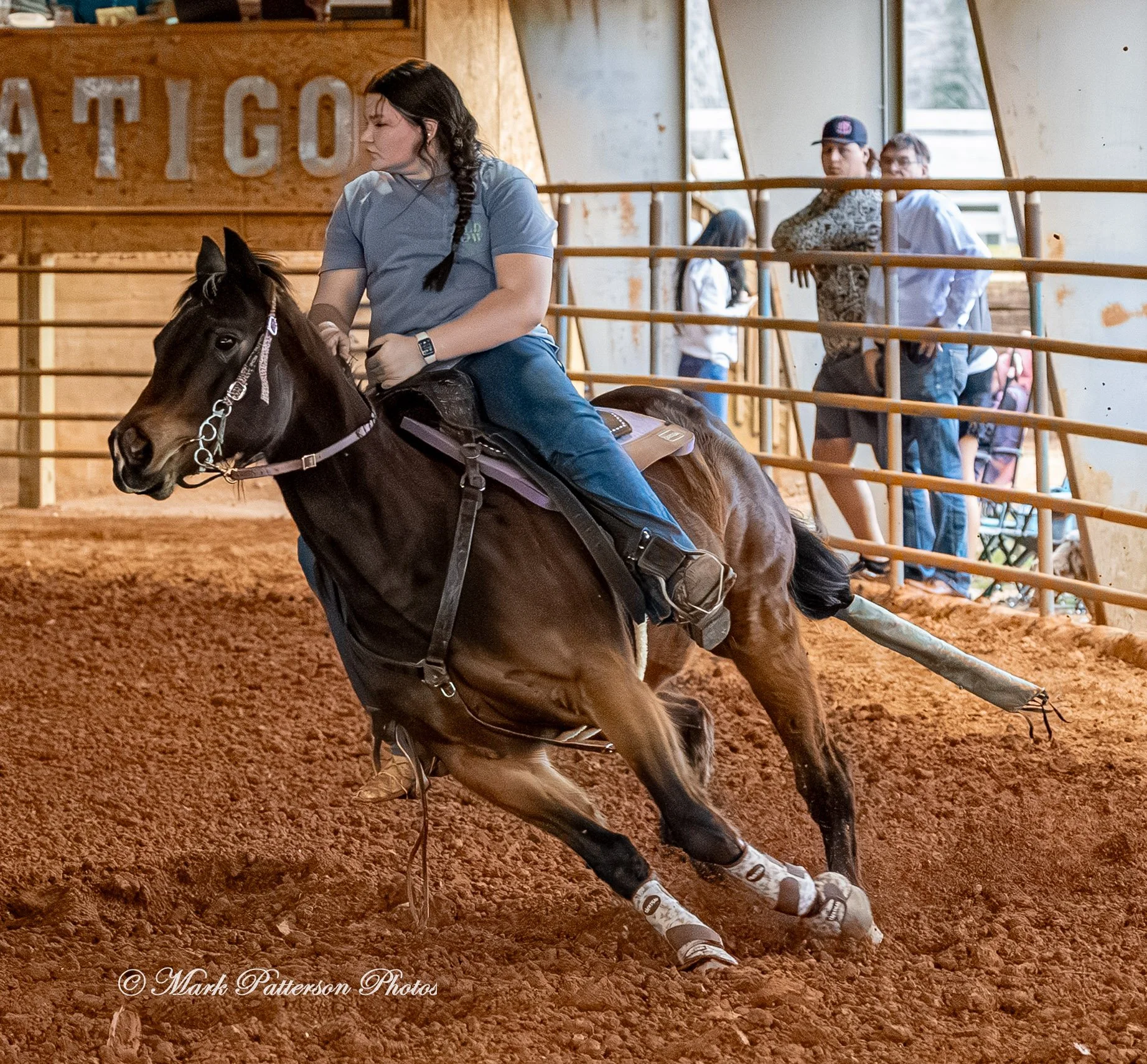 March 1, 2026, a barrel racing team competing at Latigo Farm in Landrum, SC. #26297