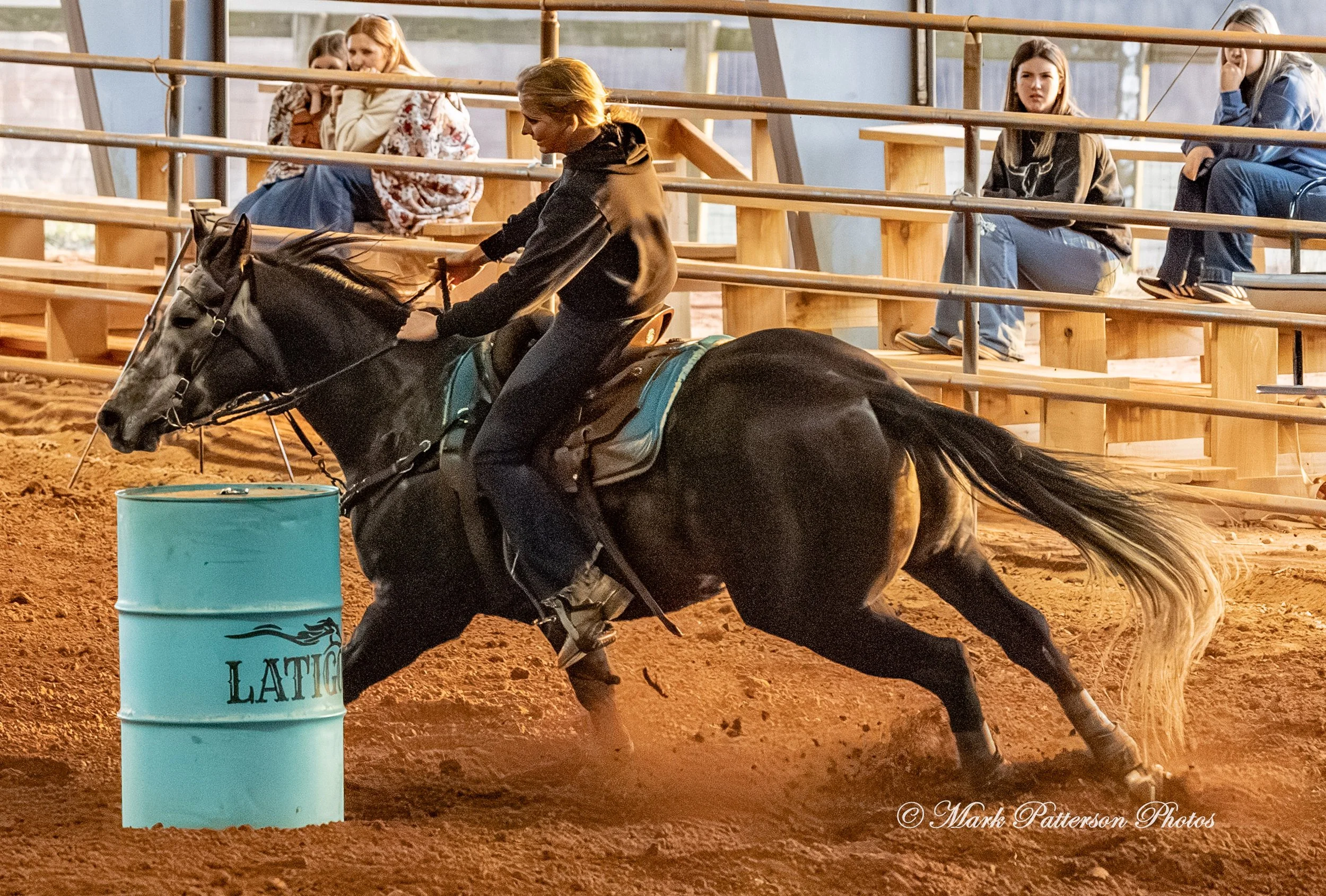 January 4, 2026, a barrel racing team competing at Latigo Farm in Landrum. #18689