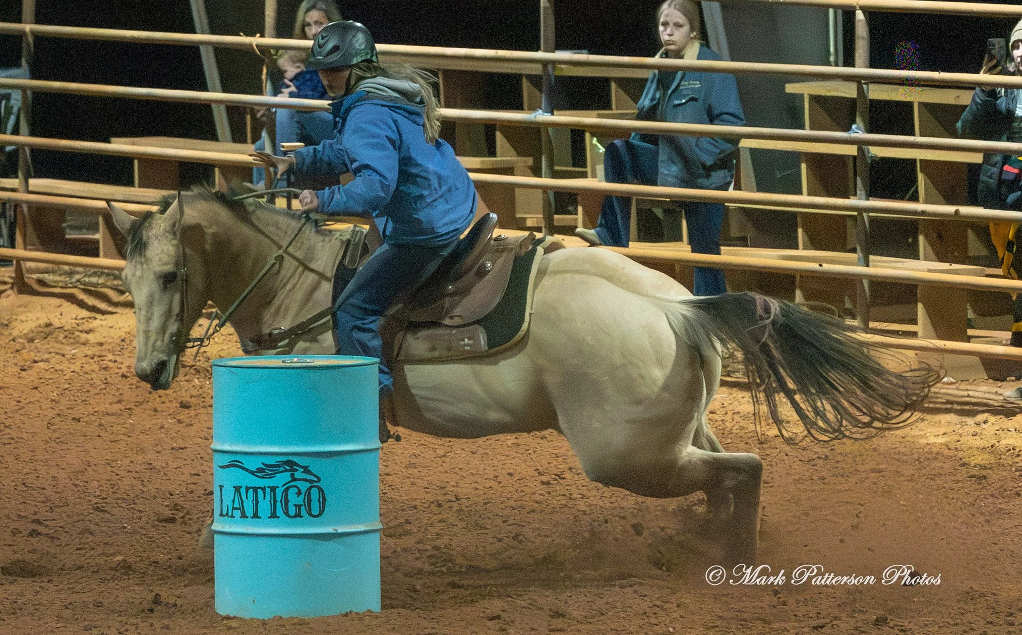 January 4, 2026, a barrel racing team competing at Latigo Farm in Landrum. #19974