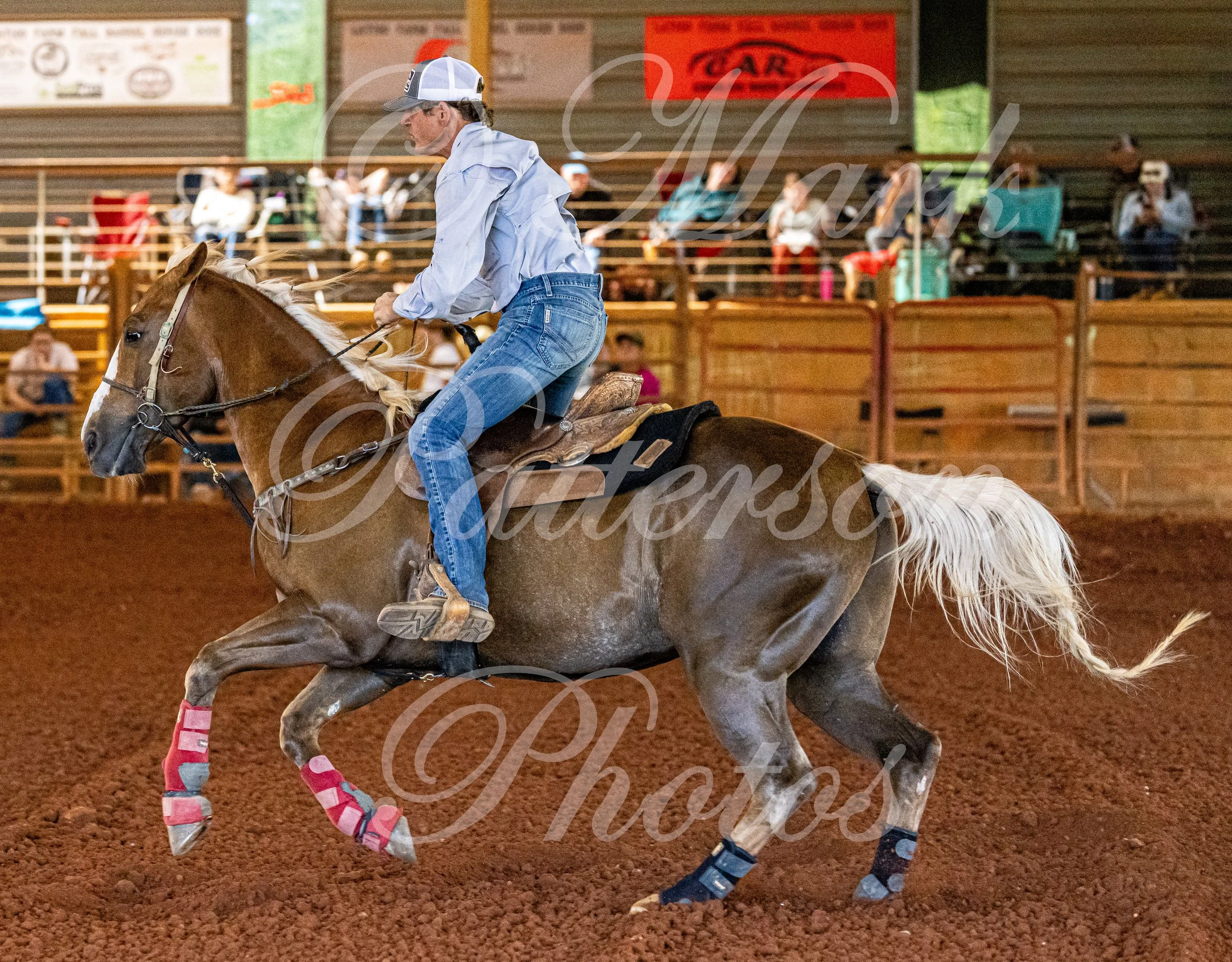 May 3, 2026, a barrel racing team competing at Latigo Farm in Landrum, SC. #12086