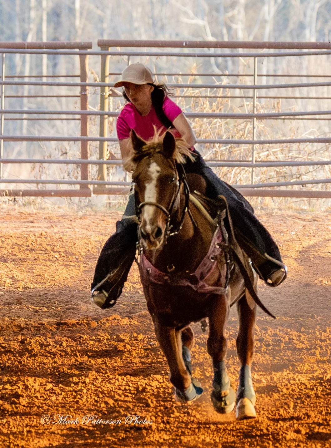 January 4, 2026, a barrel racing team competing at Latigo Farm in Landrum. #18422