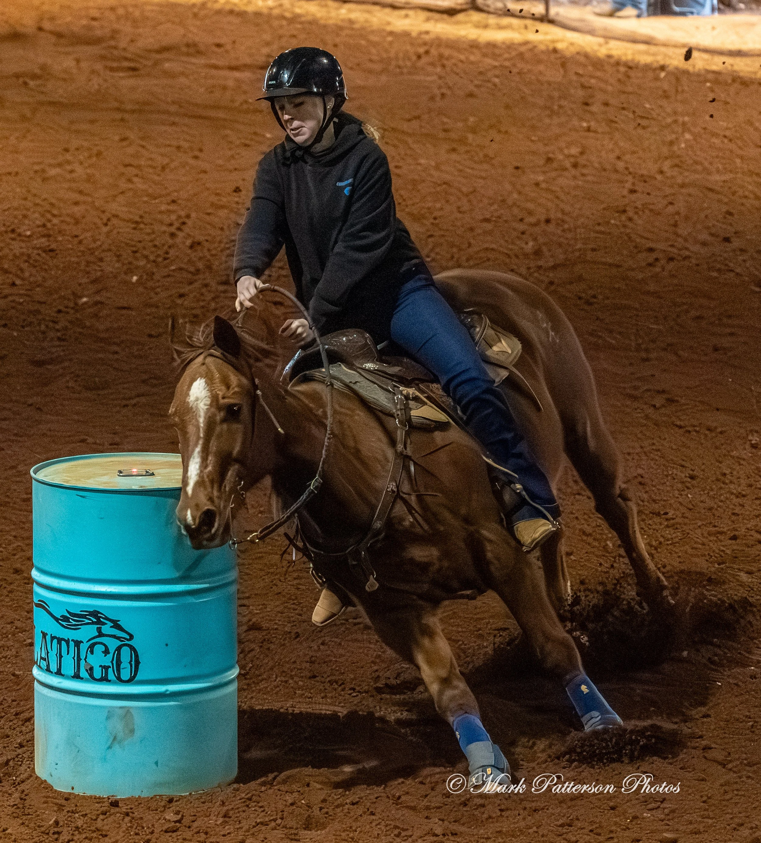 January 4, 2026, a barrel racing team competing at Latigo Farm in Landrum. #18805