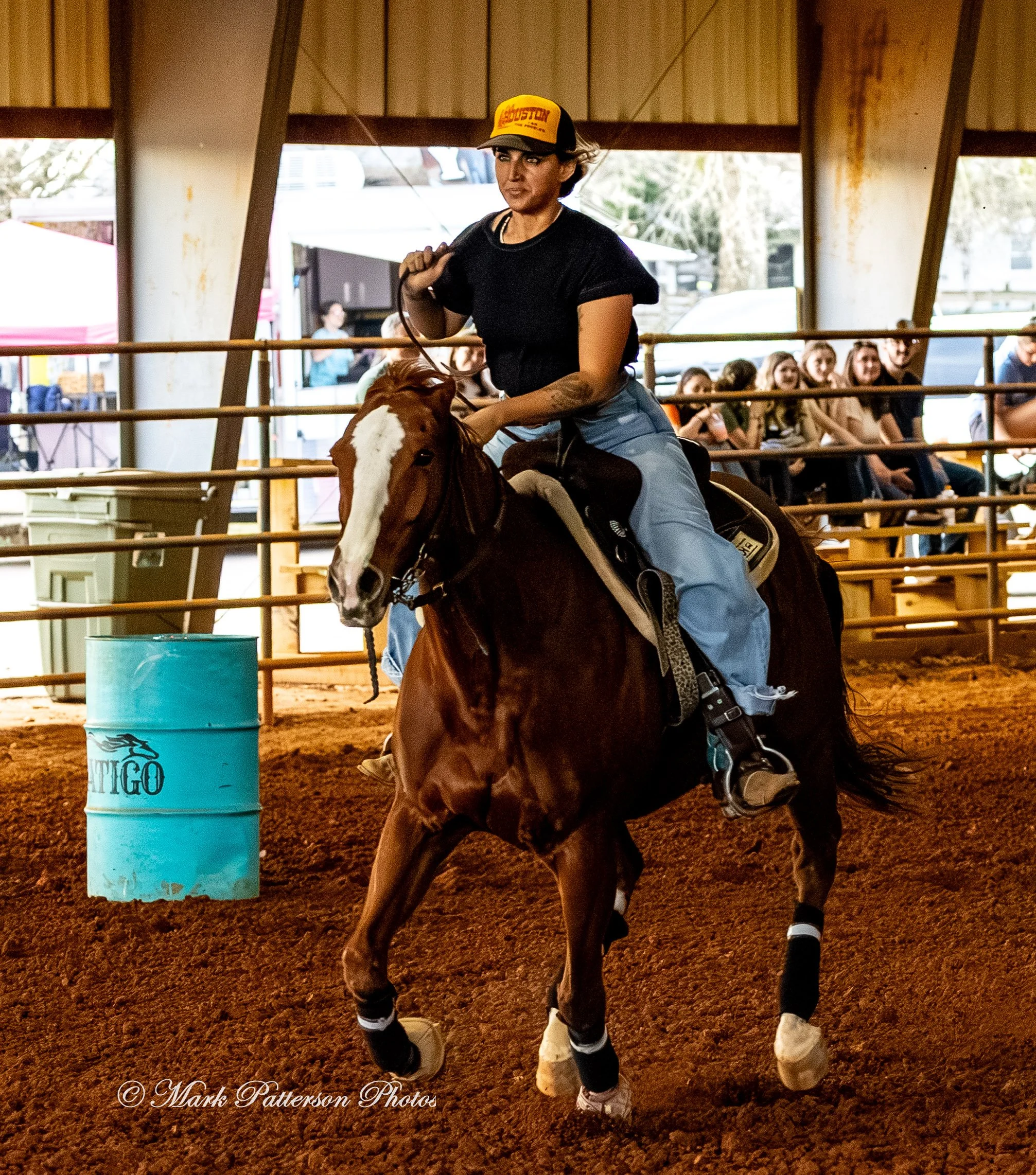 March 1, 2026, a barrel racing team competing at Latigo Farm in Landrum, SC. #26099