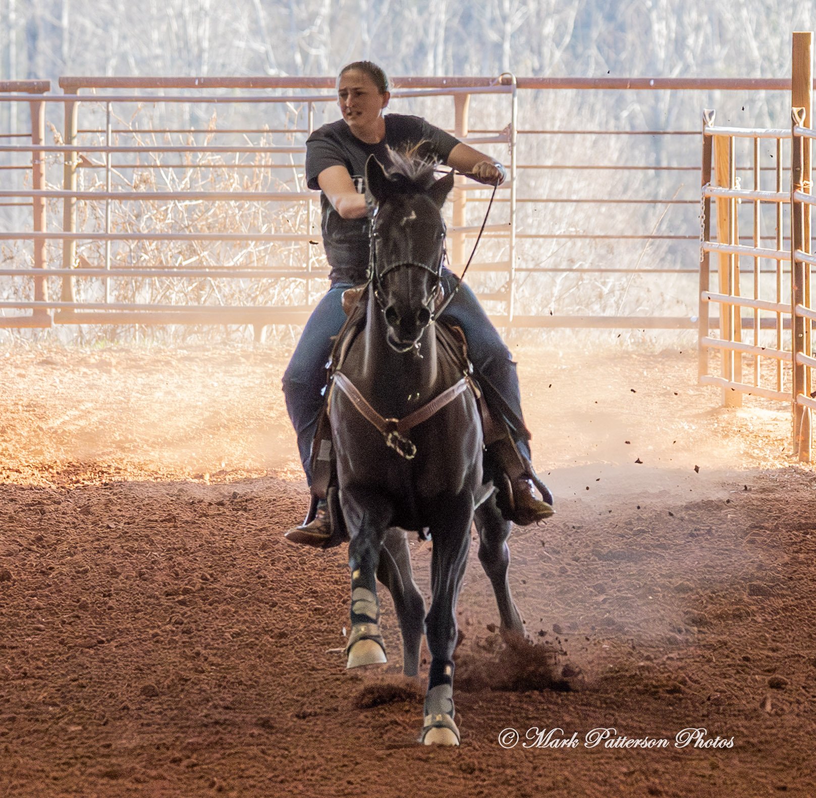 January 4, 2026, a barrel racing team competing at Latigo Farm in Landrum. #17753