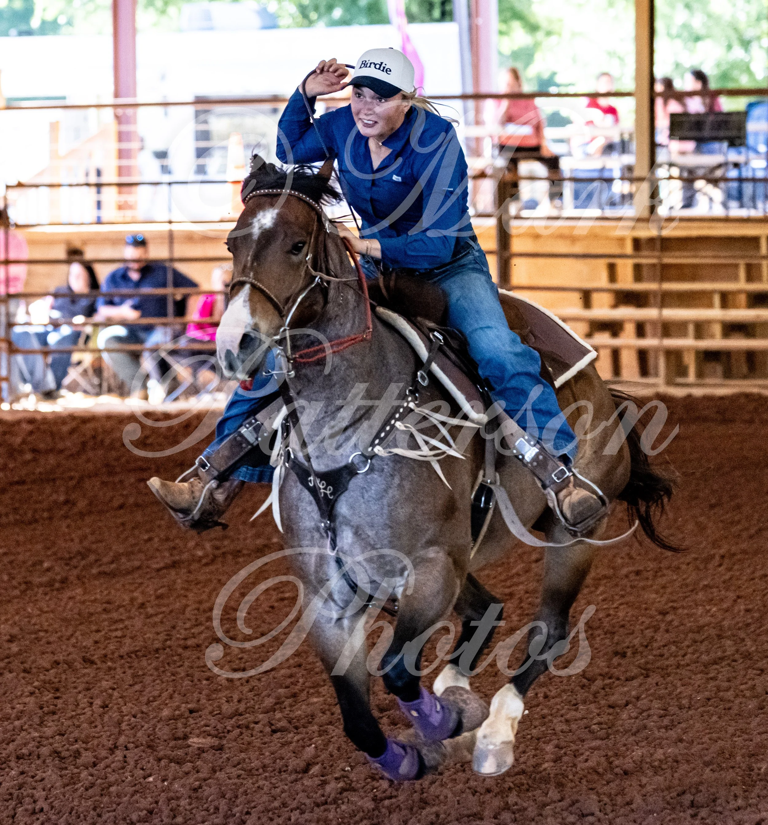 May 3, 2026, a barrel racing team competing at Latigo Farm in Landrum, SC. #12877
