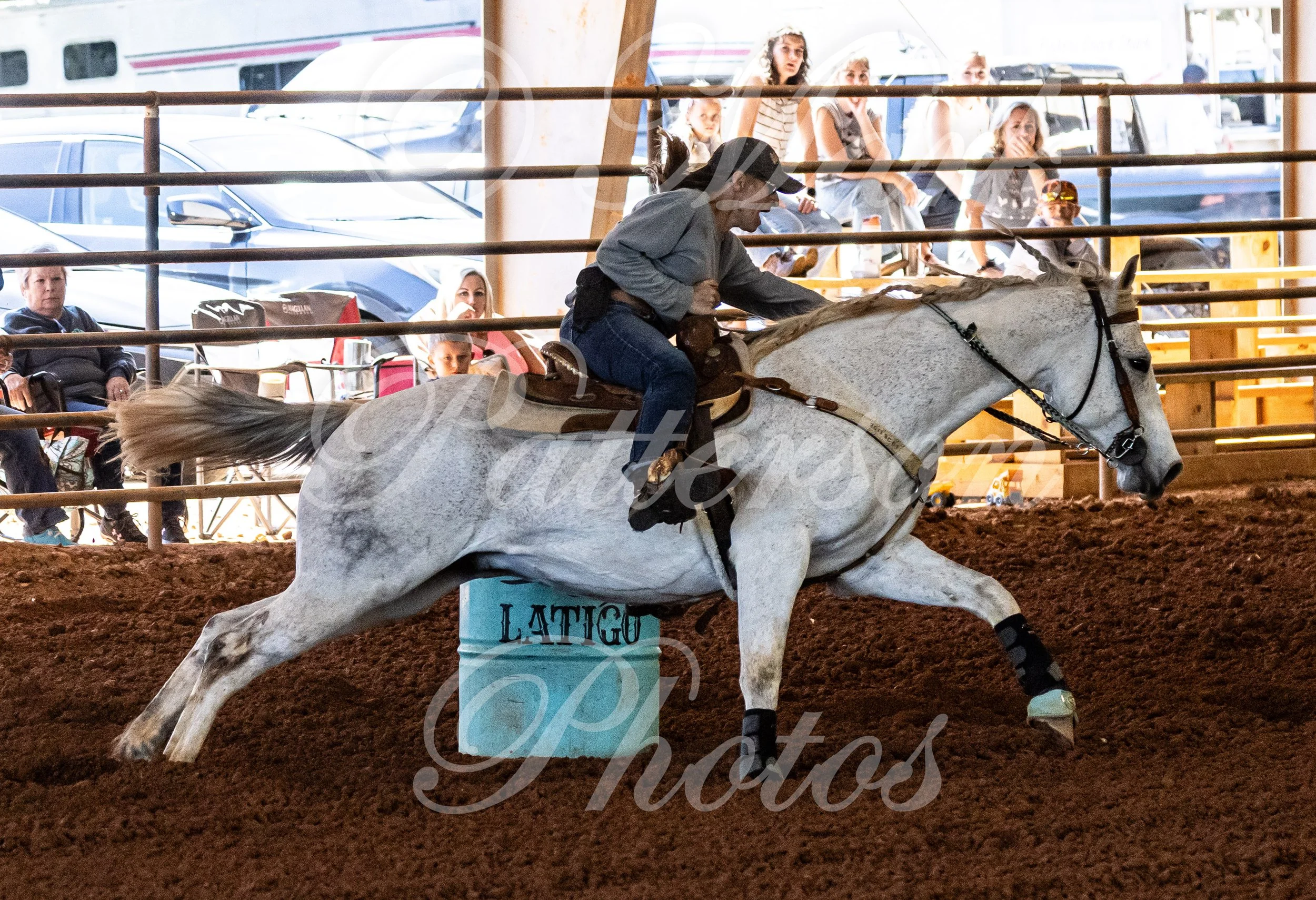 May 3, 2026, a barrel racing team competing at Latigo Farm in Landrum, SC. #12125