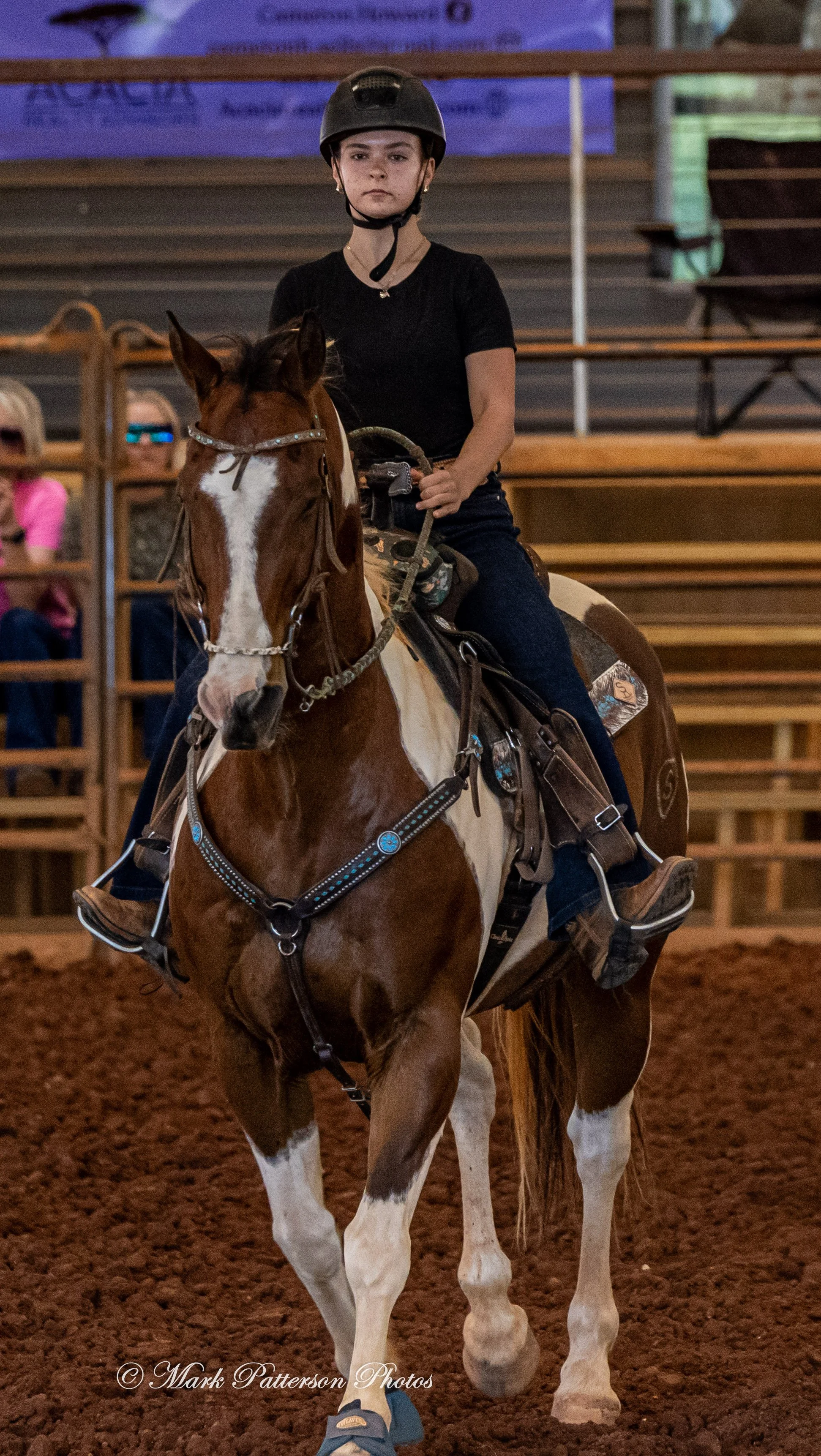April 11, 2026, a barrel racing team competing at Latigo Farm in Landrum, SC. #1495